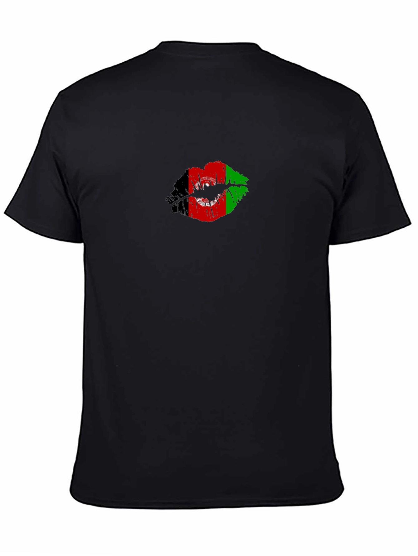 Afghanistan Flag Lips Mens Black T-Shirt