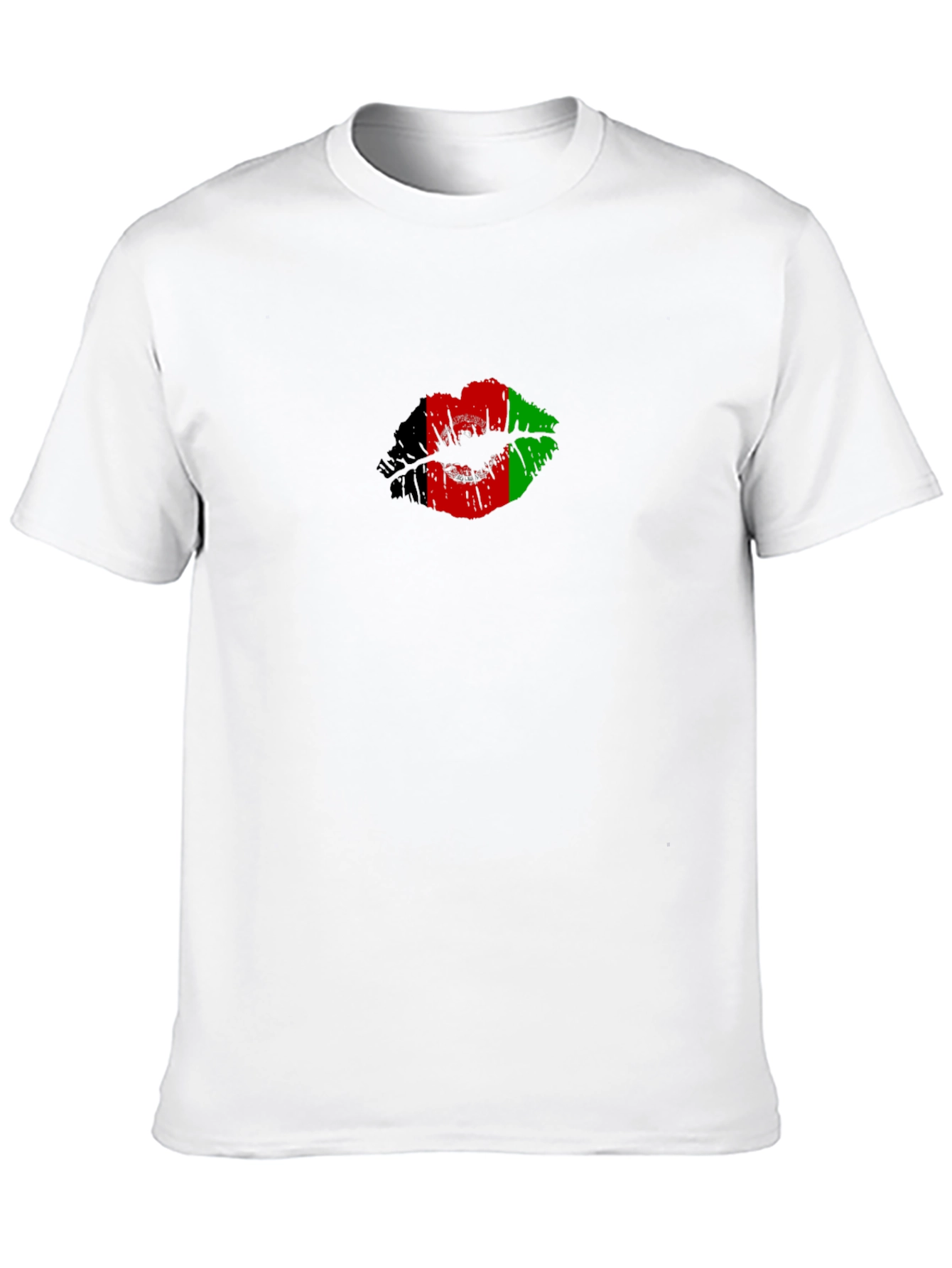 Afghanistan Flag Lips Mens Black T-Shirt