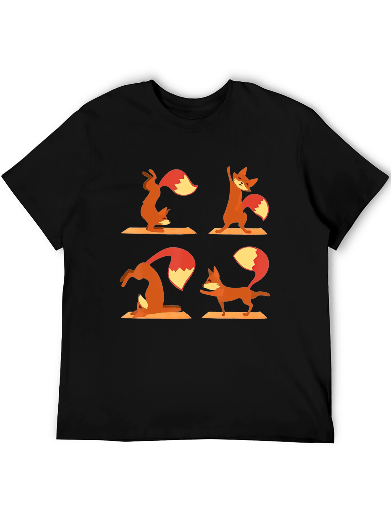 Yoga Fox T-Shirt - Black Cotton Graphic Tee
