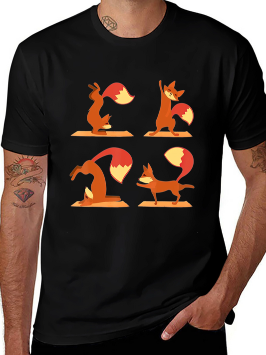 Yoga Fox T-Shirt - Black Cotton Graphic Tee