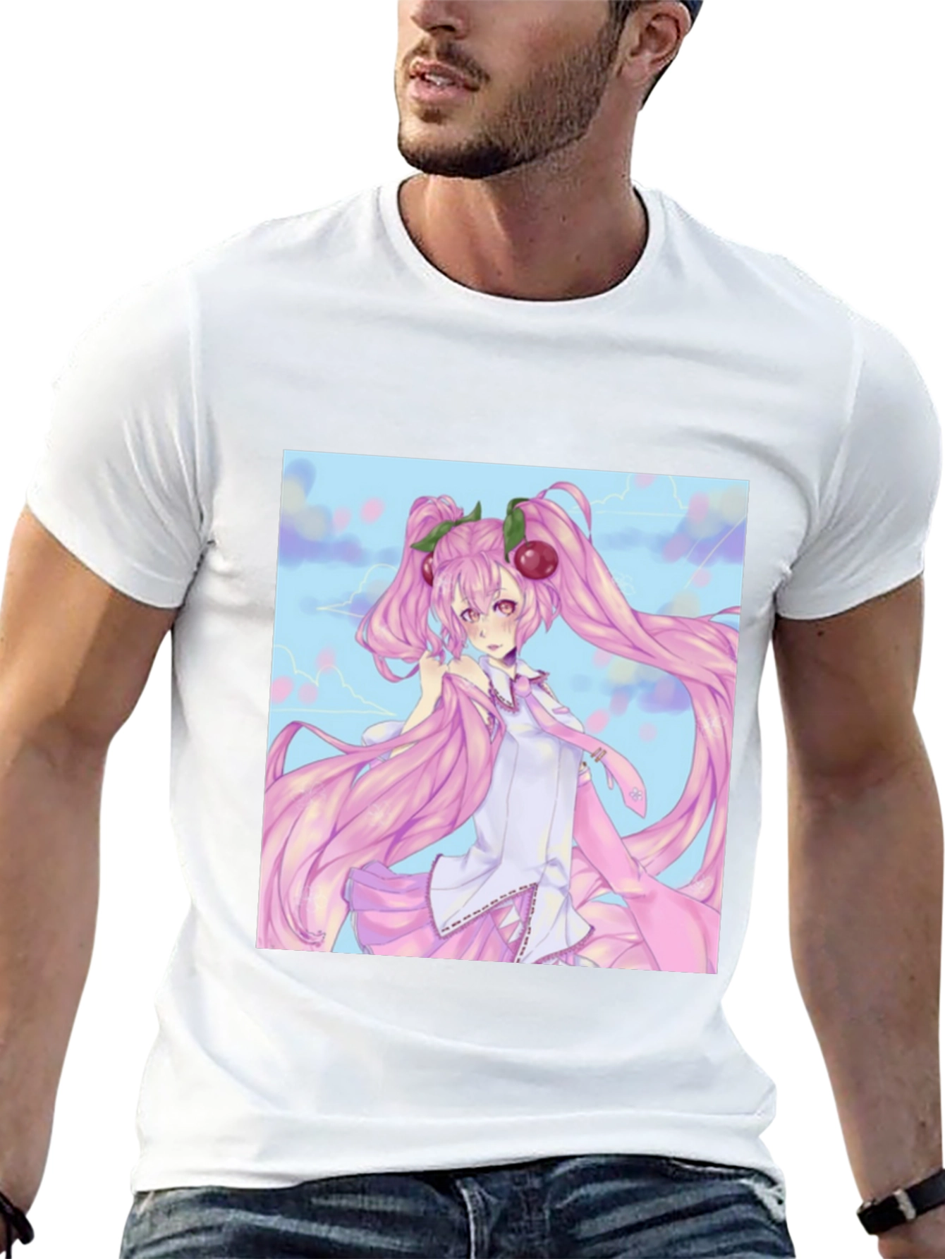 Anime Girl Graphic Tee - Black Cotton T-Shirt