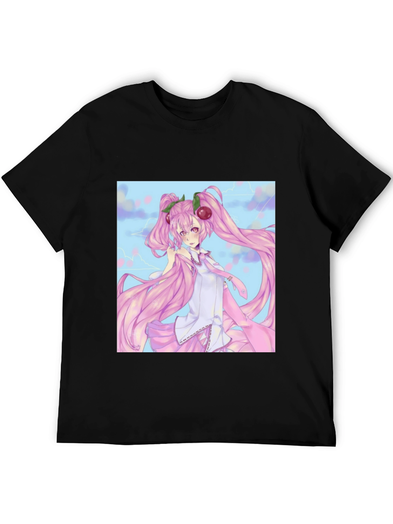 Anime Girl Graphic Tee - Black Cotton T-Shirt