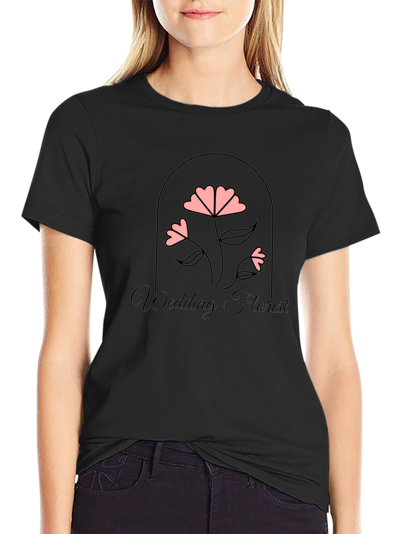 Wedding Florist Graphic Tee - Black Cotton T-Shirt