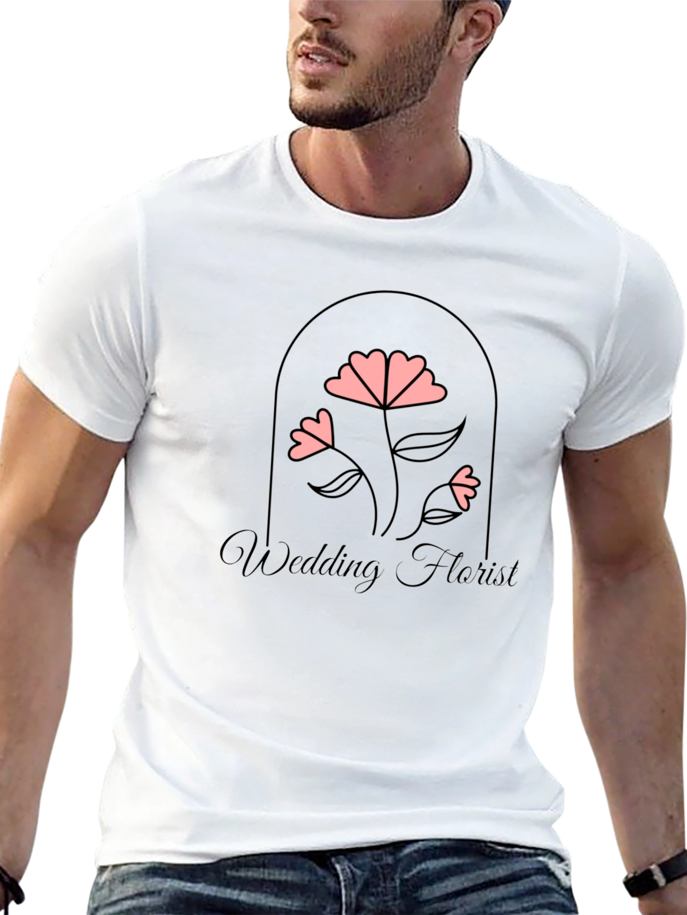 Wedding Florist Graphic Tee - Black Cotton T-Shirt