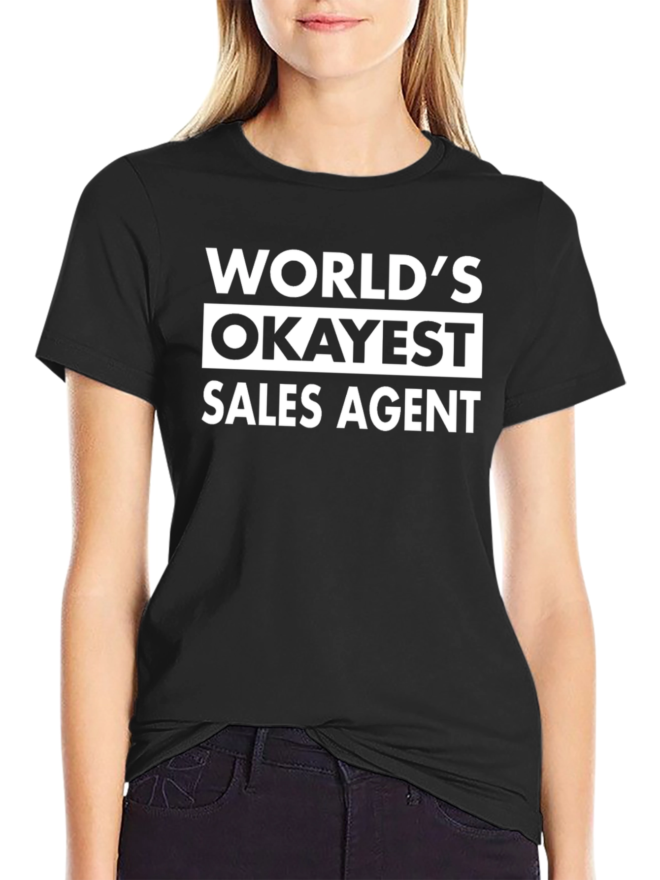 Worlds Okayest Sales Agent Black T-Shirt