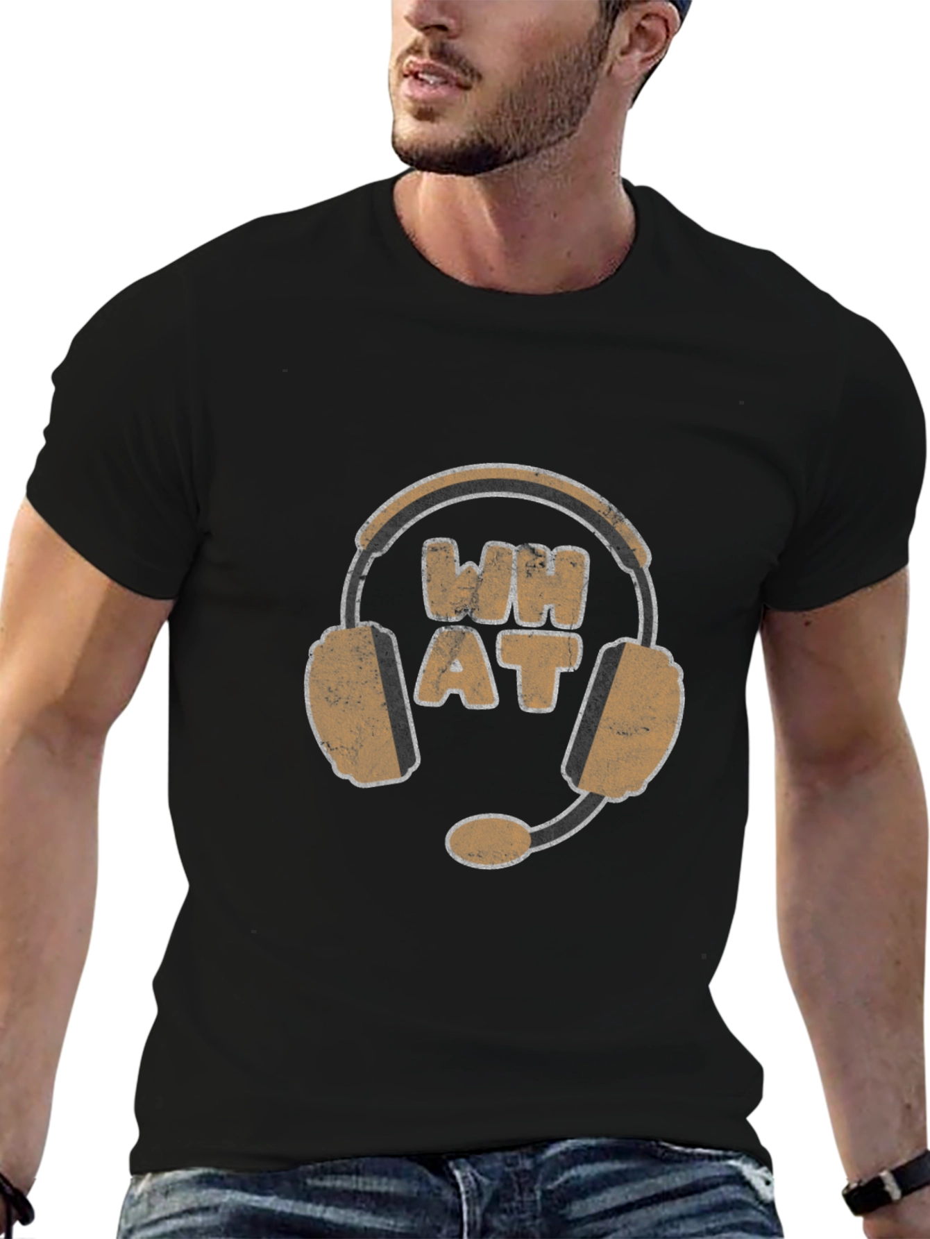 WH AT Headset Graphic Black T-Shirt