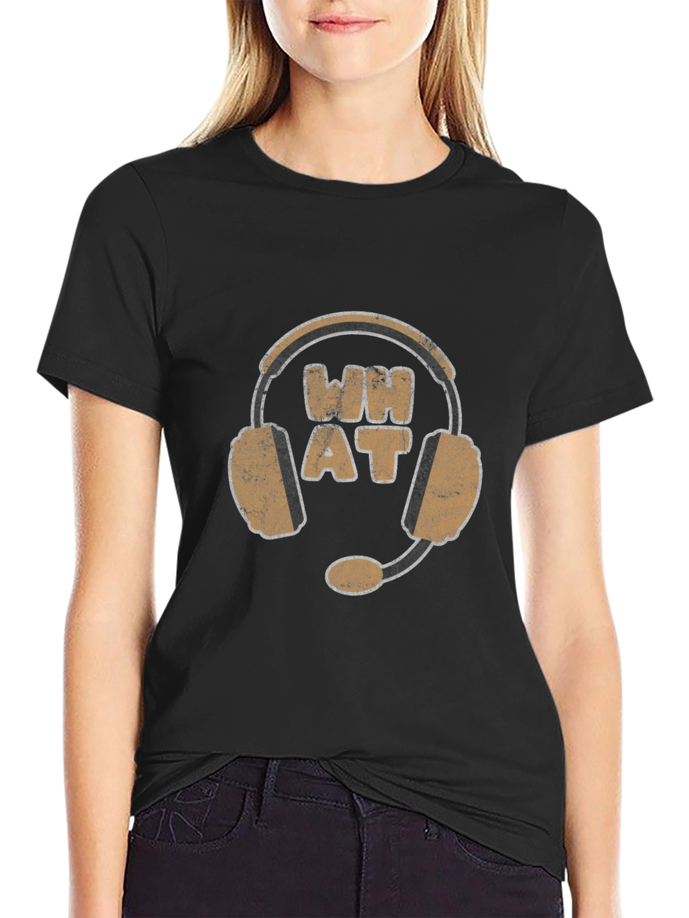 WH AT Headset Graphic Black T-Shirt