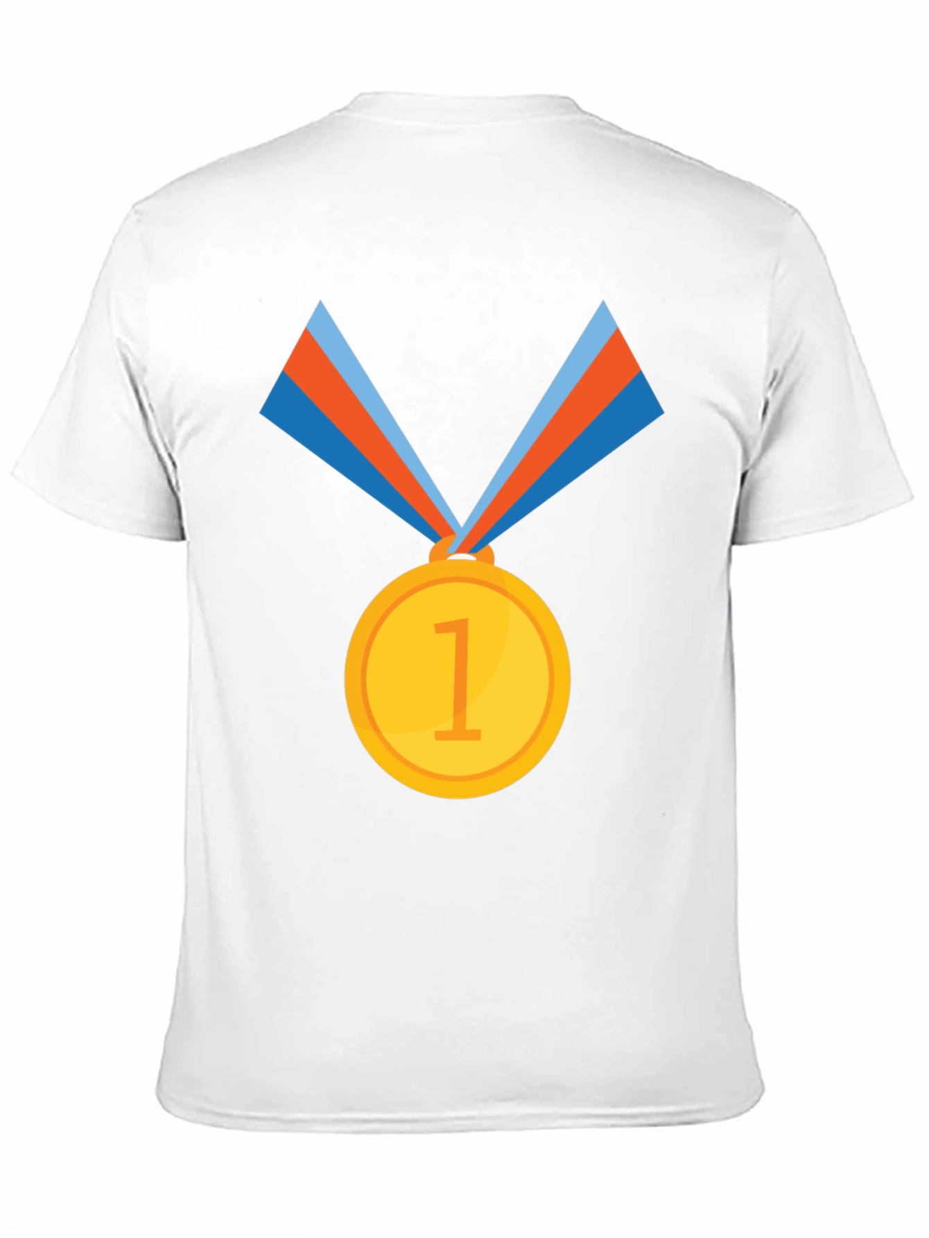 Winners Tee: Black Cotton T-Shirt with Gold Medal Design
