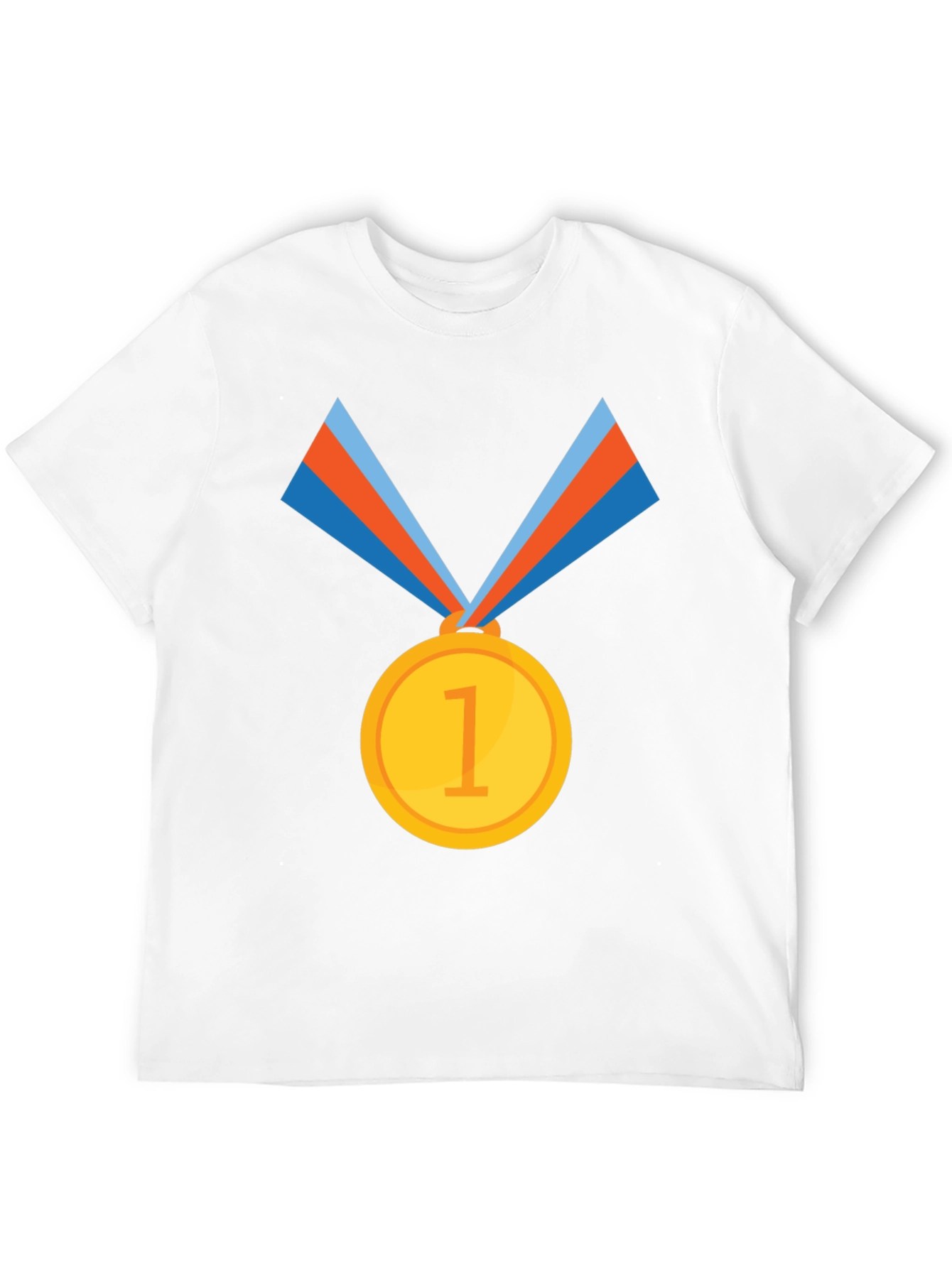 Winners Tee: Black Cotton T-Shirt with Gold Medal Design
