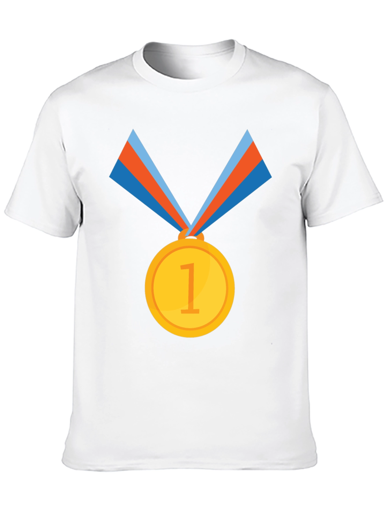 Winners Tee: Black Cotton T-Shirt with Gold Medal Design