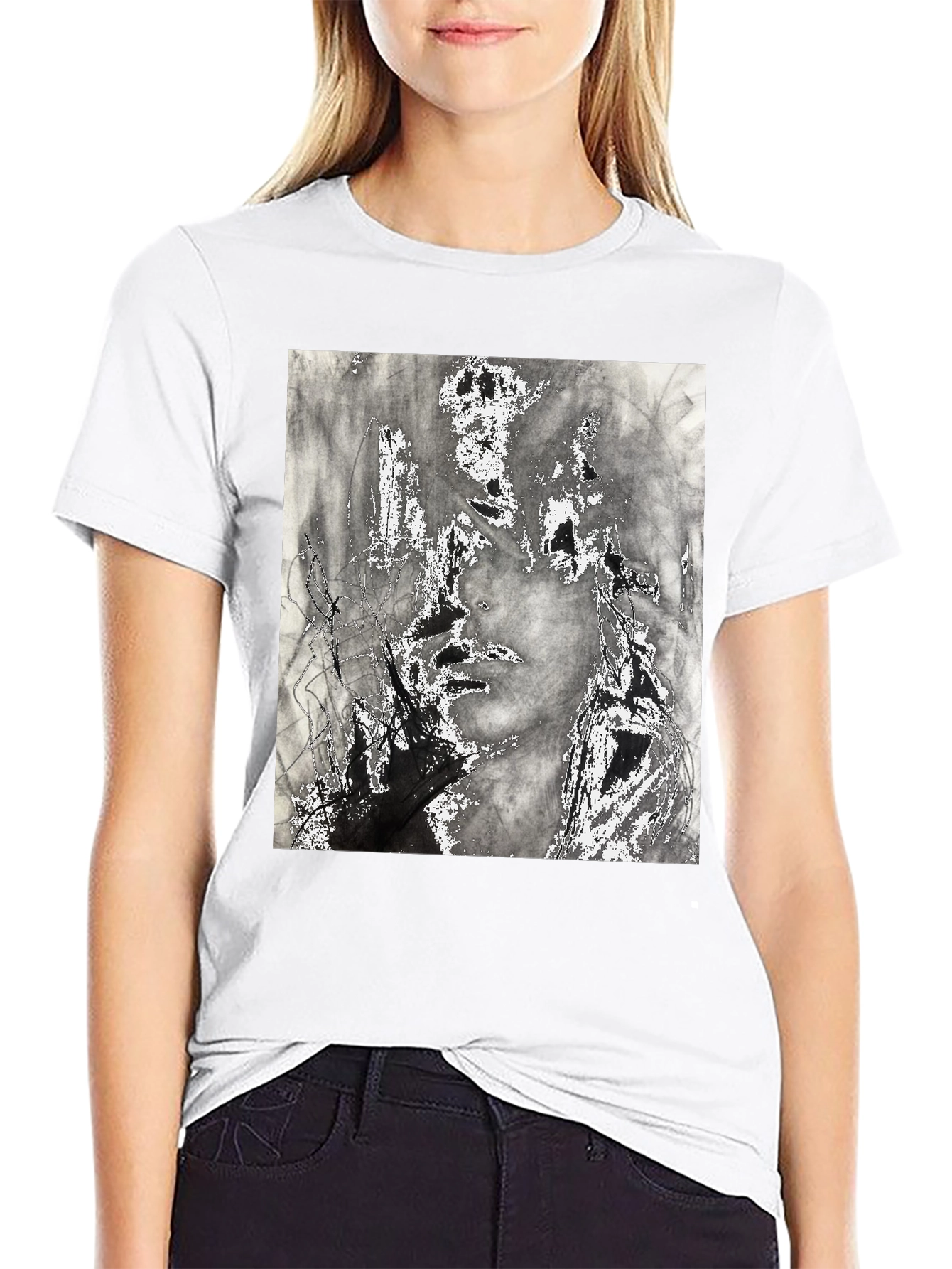 Abstract Art Print Black T-Shirt