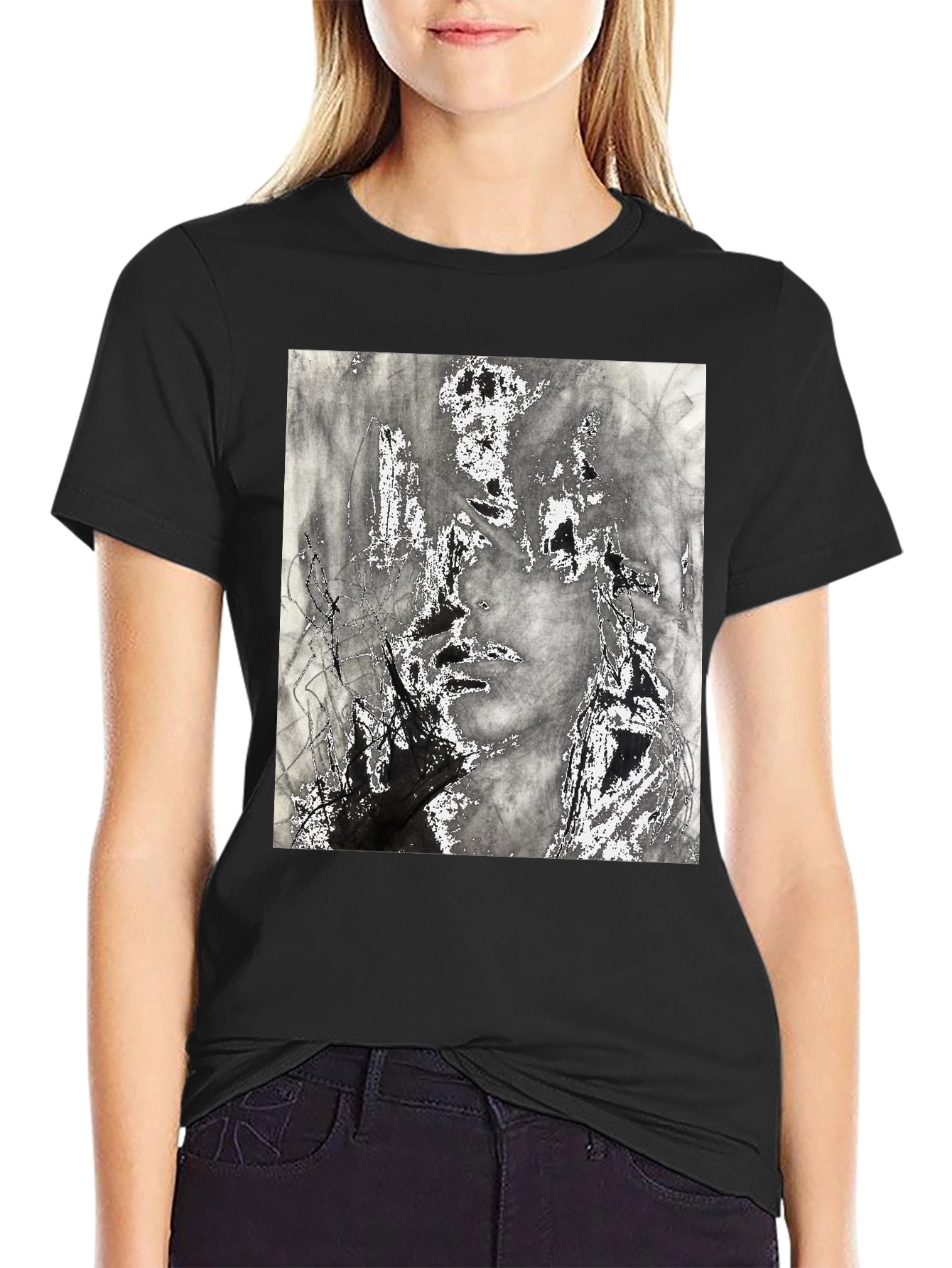 Abstract Art Print Black T-Shirt