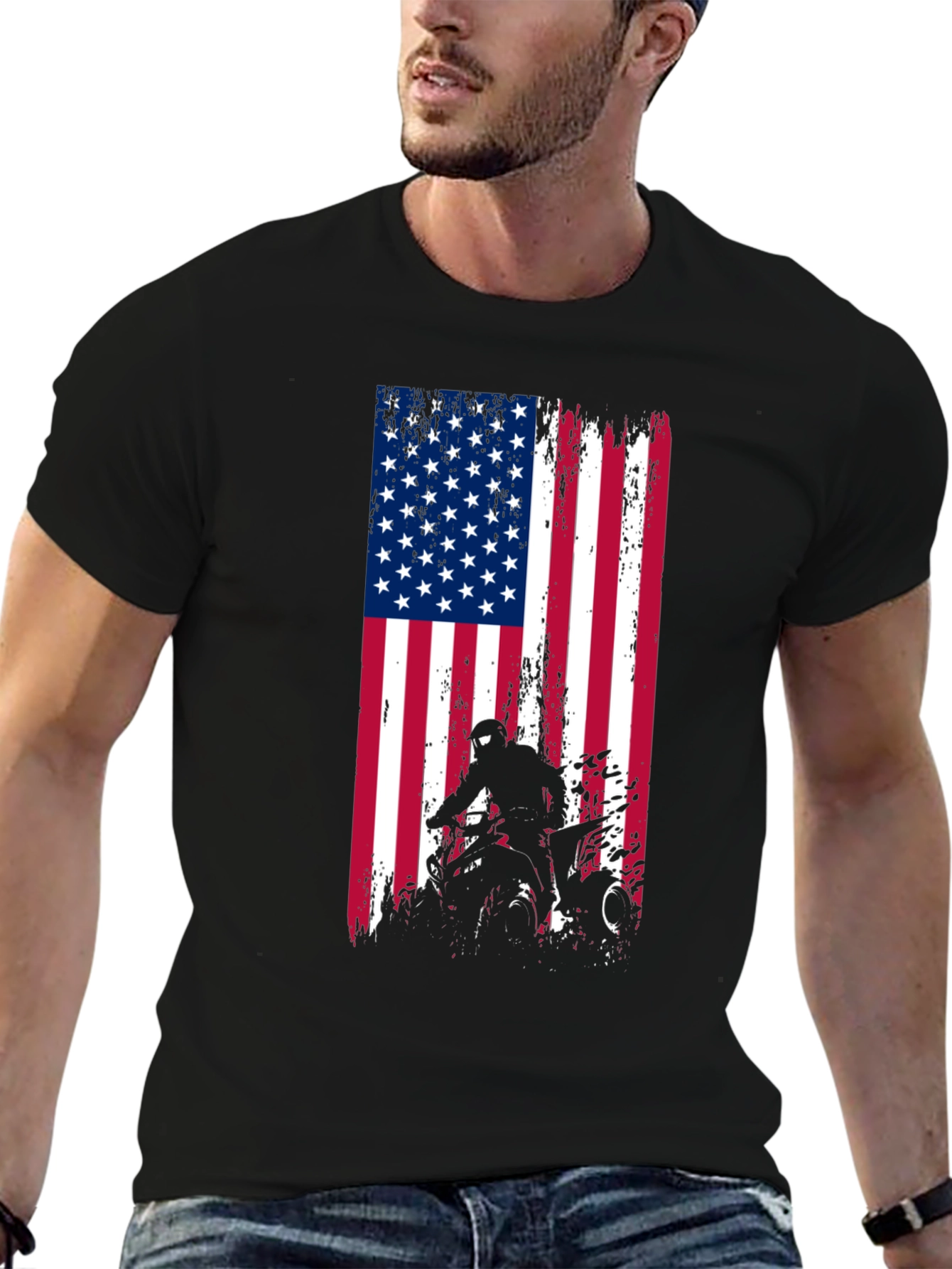 American Flag ATV Rider Graphic T-Shirt