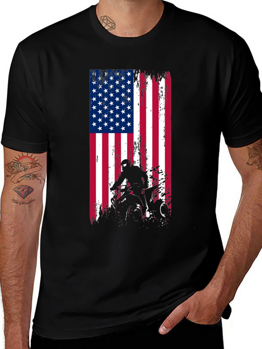 American Flag ATV Rider Graphic T-Shirt
