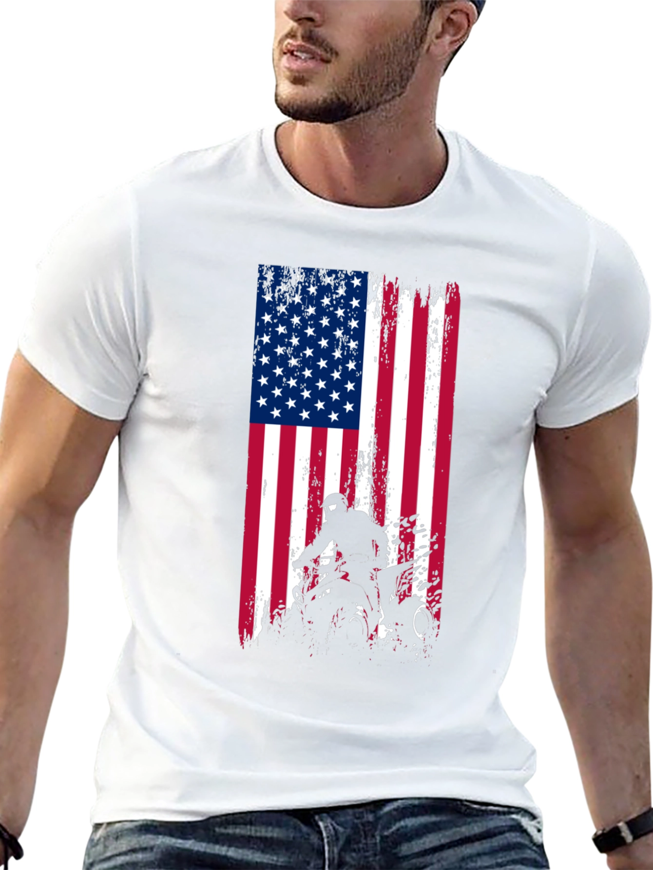 American Flag ATV Rider Graphic T-Shirt