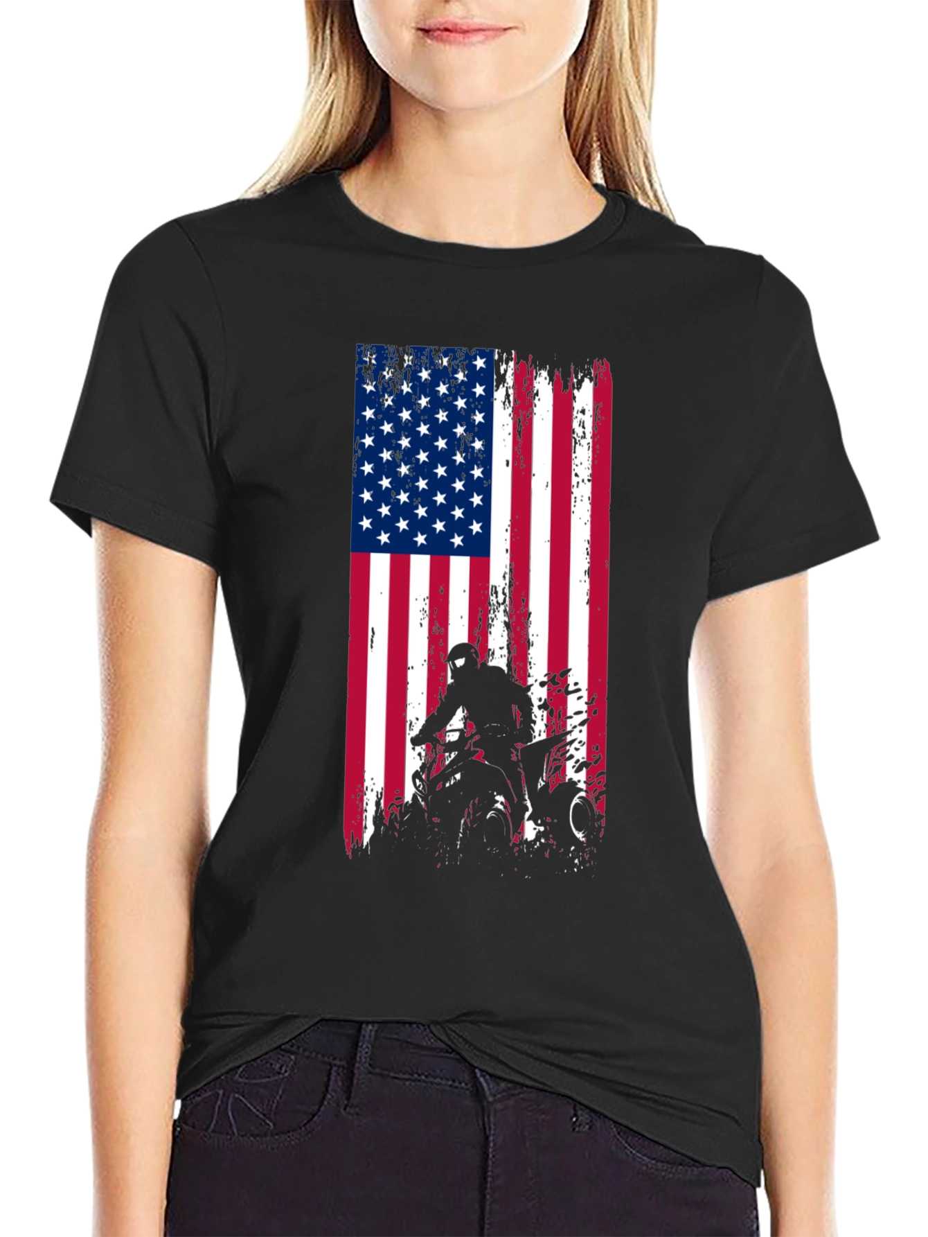 American Flag ATV Rider Graphic T-Shirt