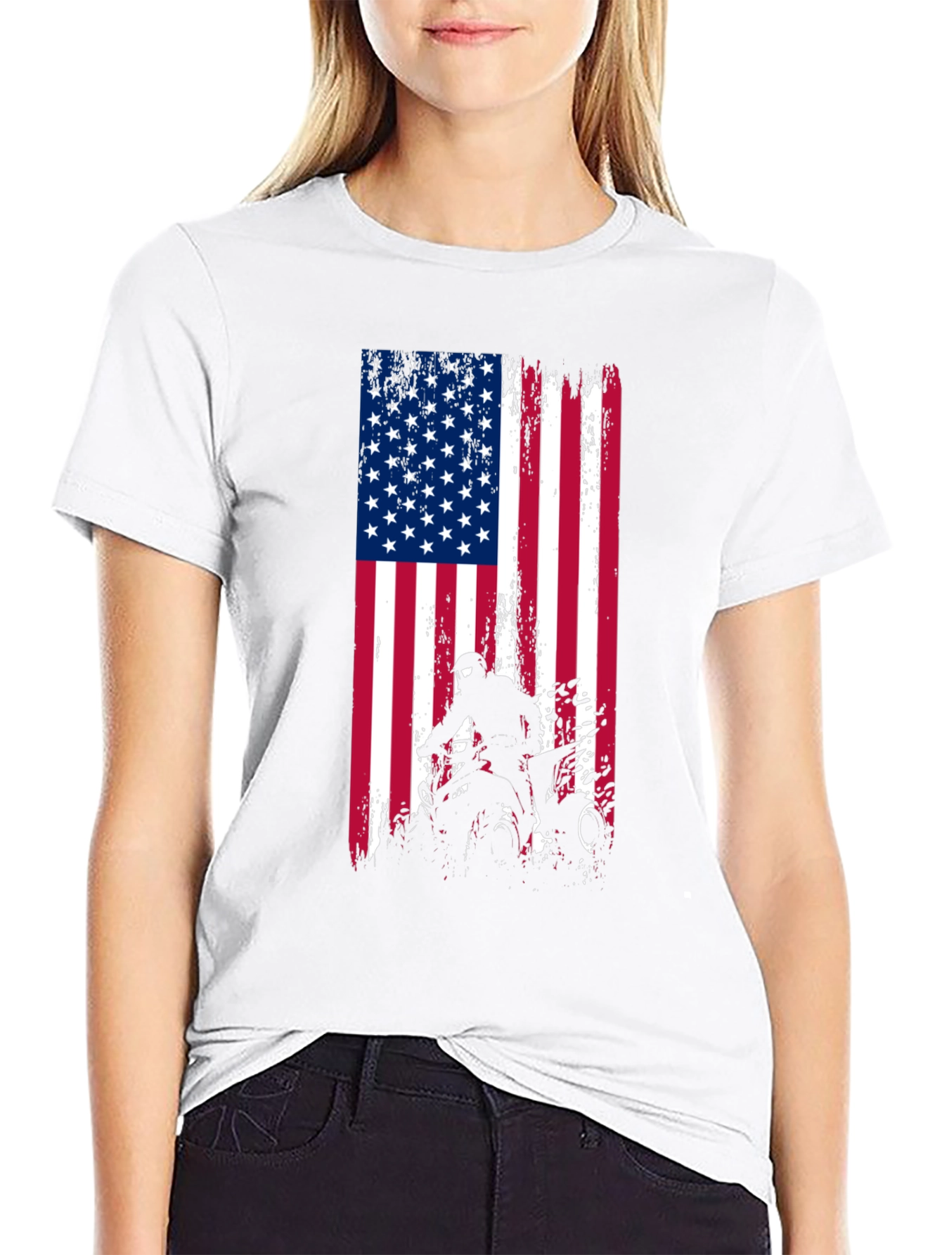 American Flag ATV Rider Graphic T-Shirt