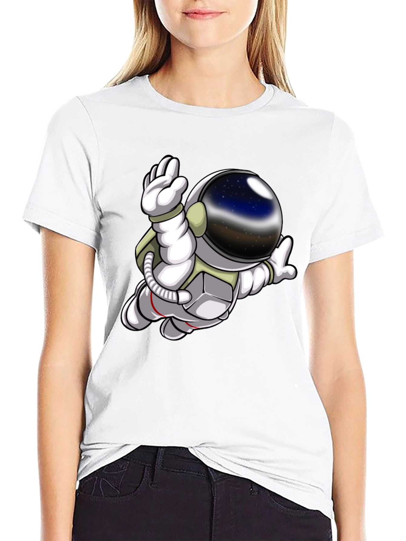 Astronaut Graphic Print Black T-Shirt