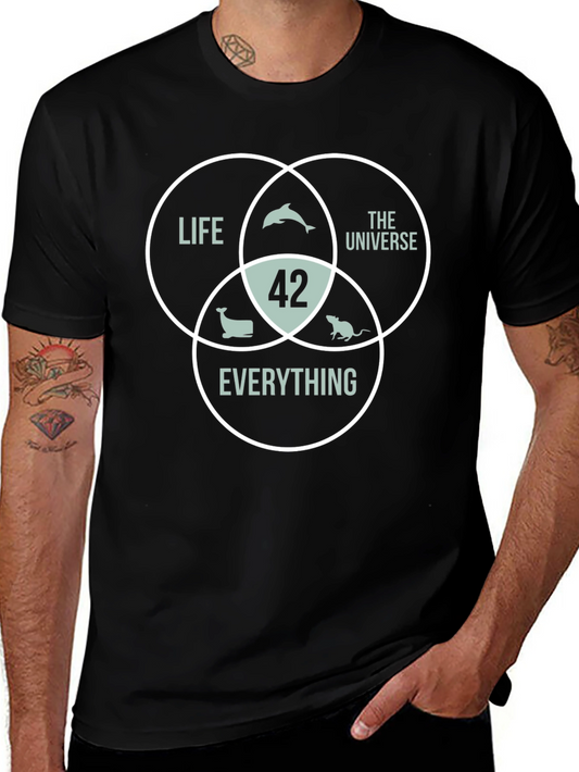 42 The Answer T-Shirt Life Universe Everything Black Cotton Tee