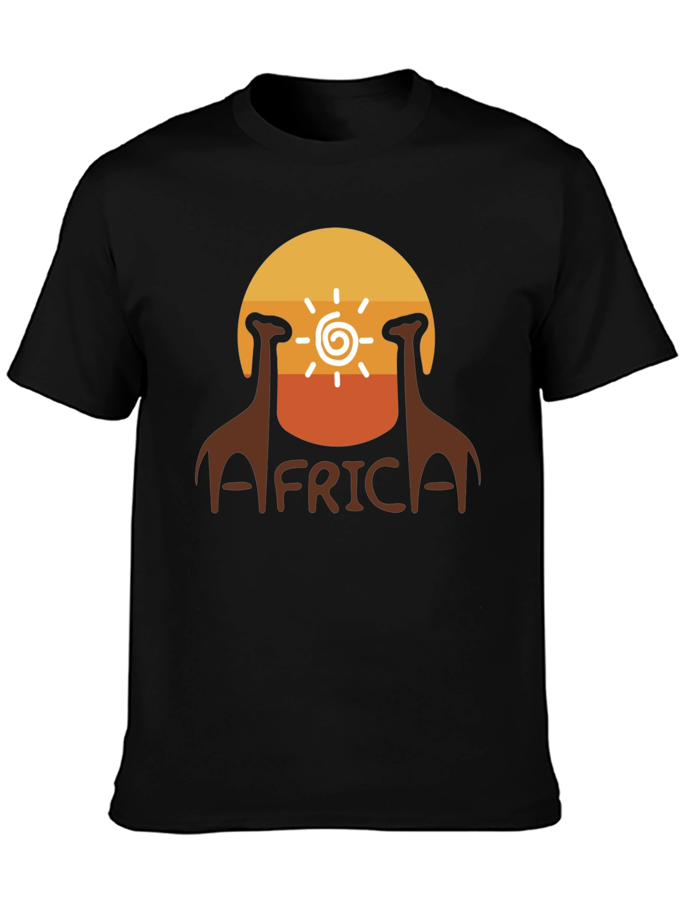 Africa Giraffe Sunset T-Shirt - Black