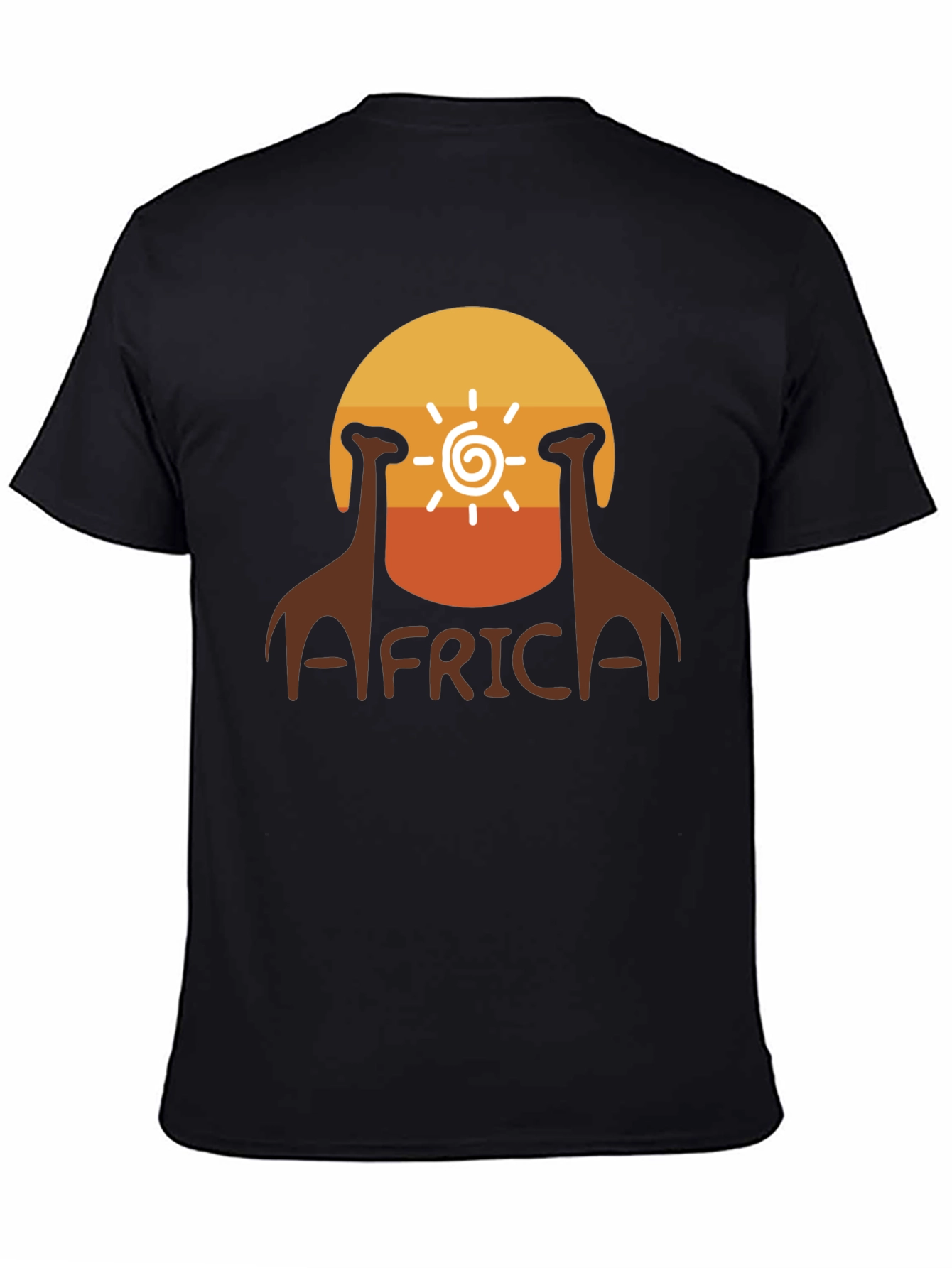 Africa Giraffe Sunset T-Shirt - Black