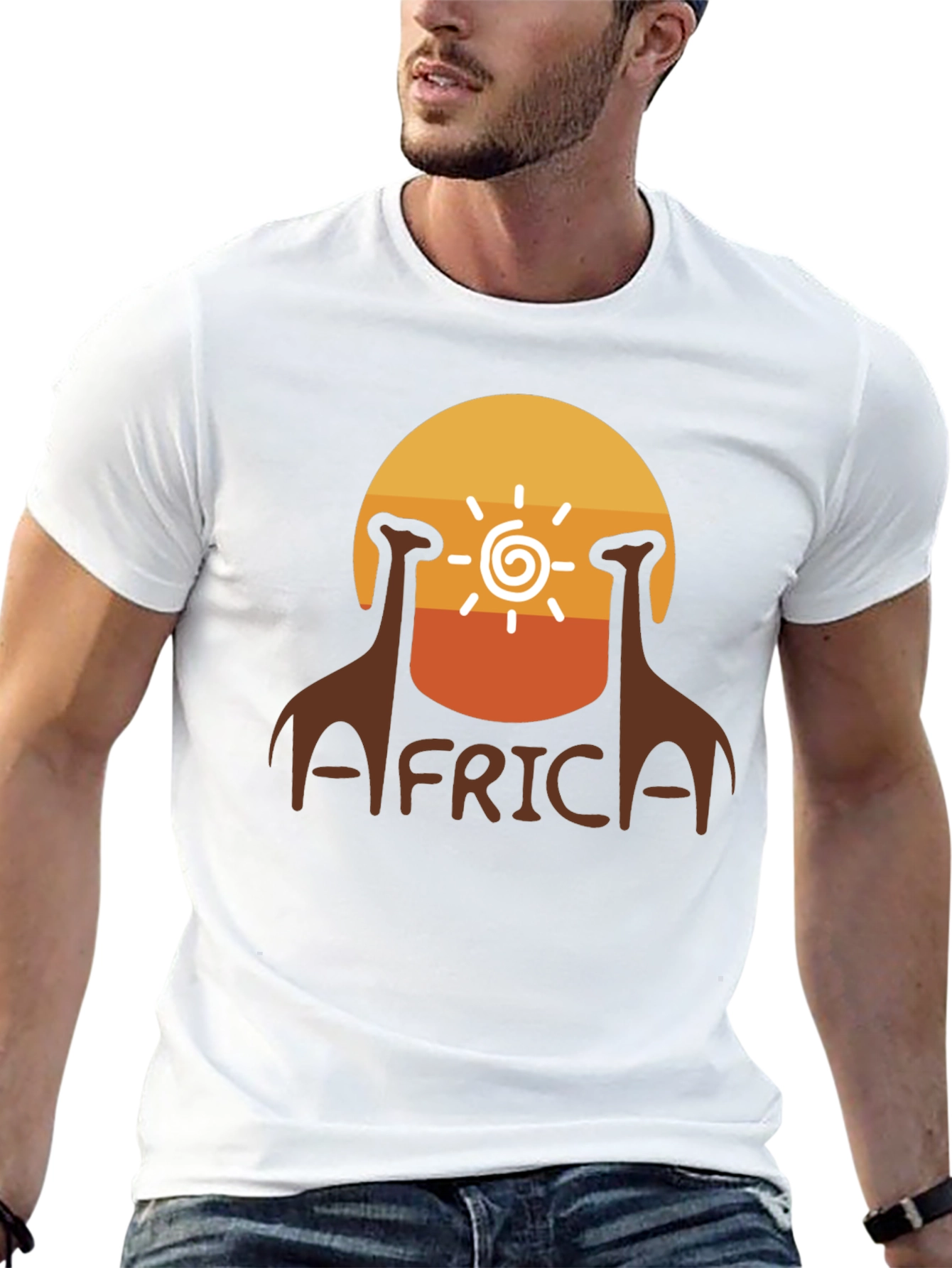 Africa Giraffe Sunset T-Shirt - Black
