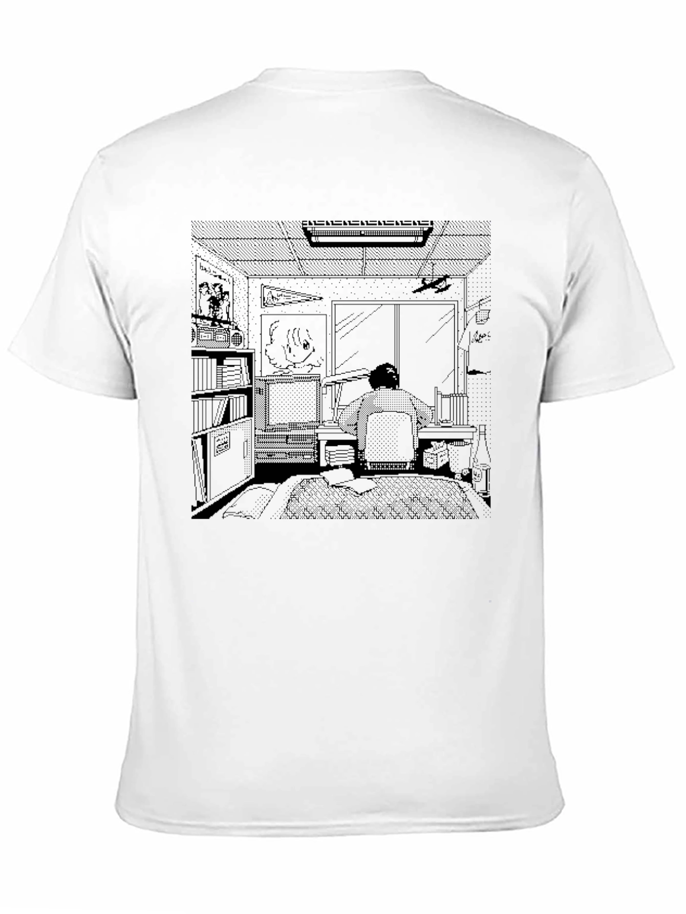 Anime Room Print Black T-Shirt