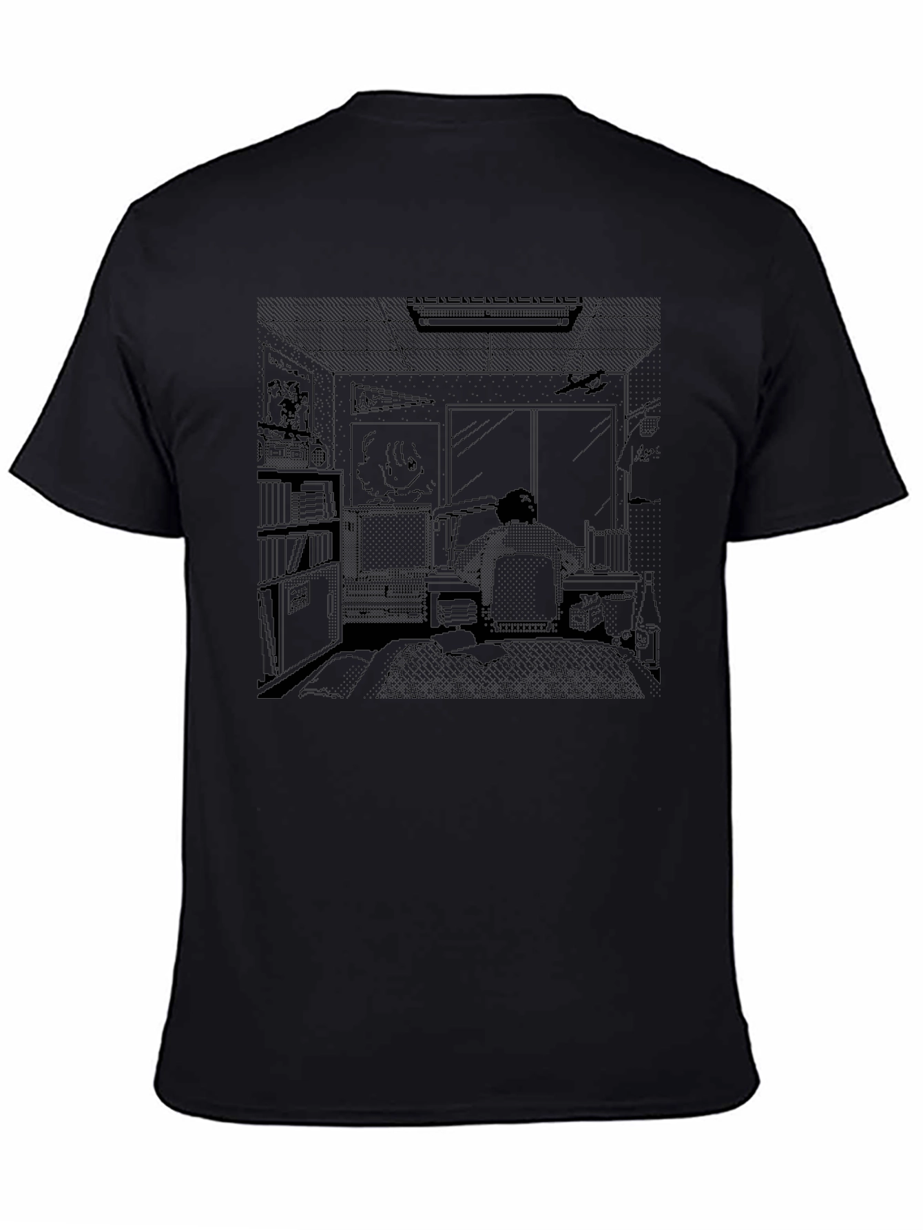 Anime Room Print Black T-Shirt