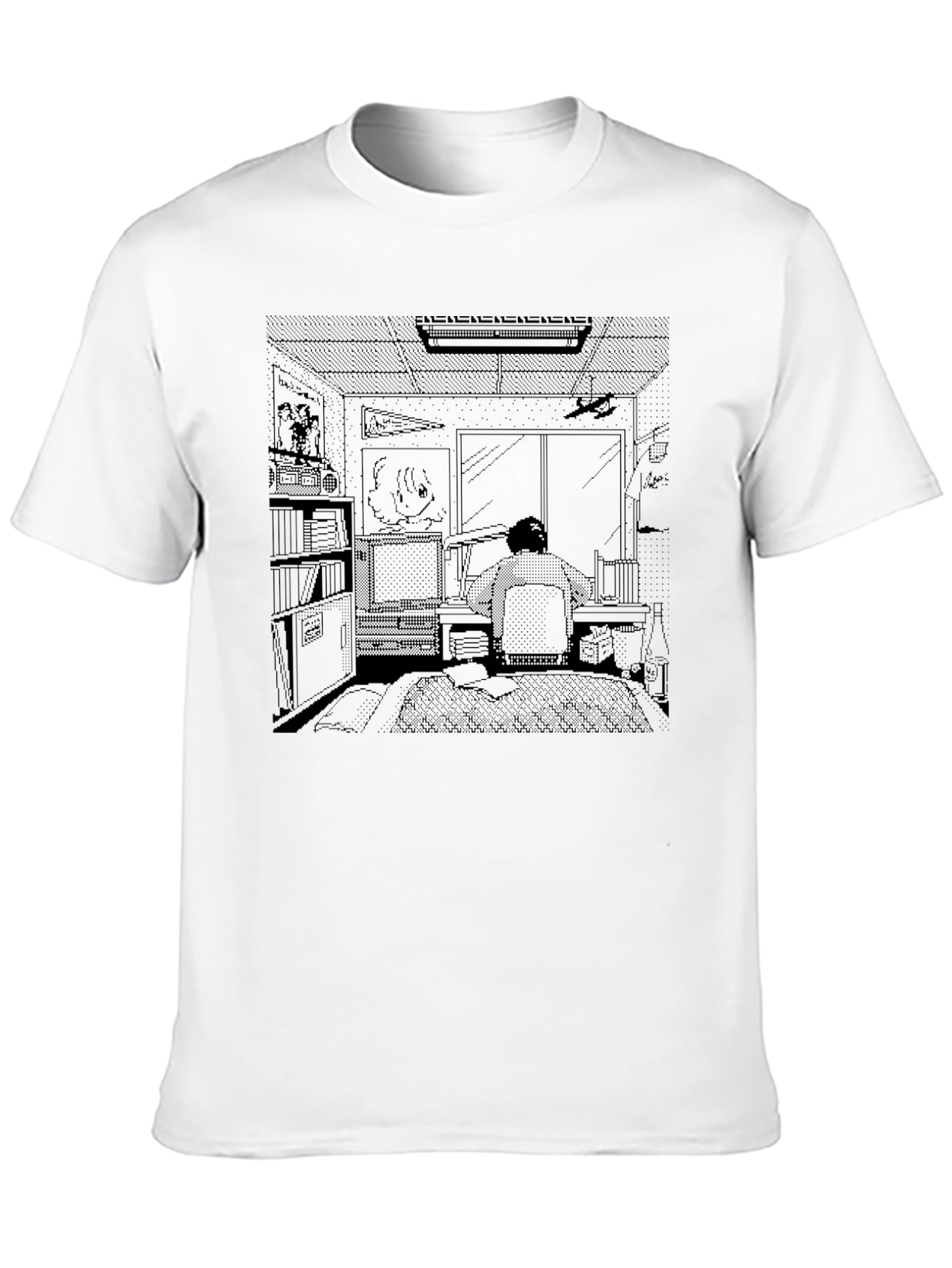Anime Room Print Black T-Shirt