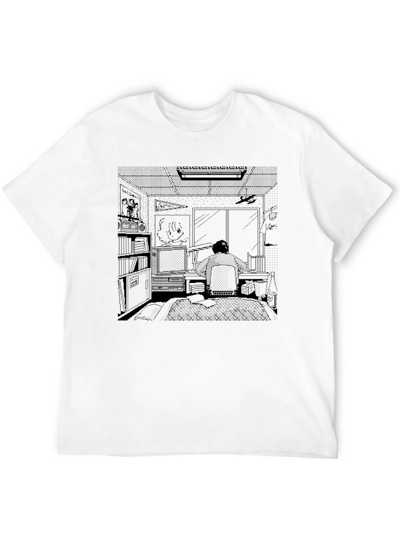 Anime Room Print Black T-Shirt