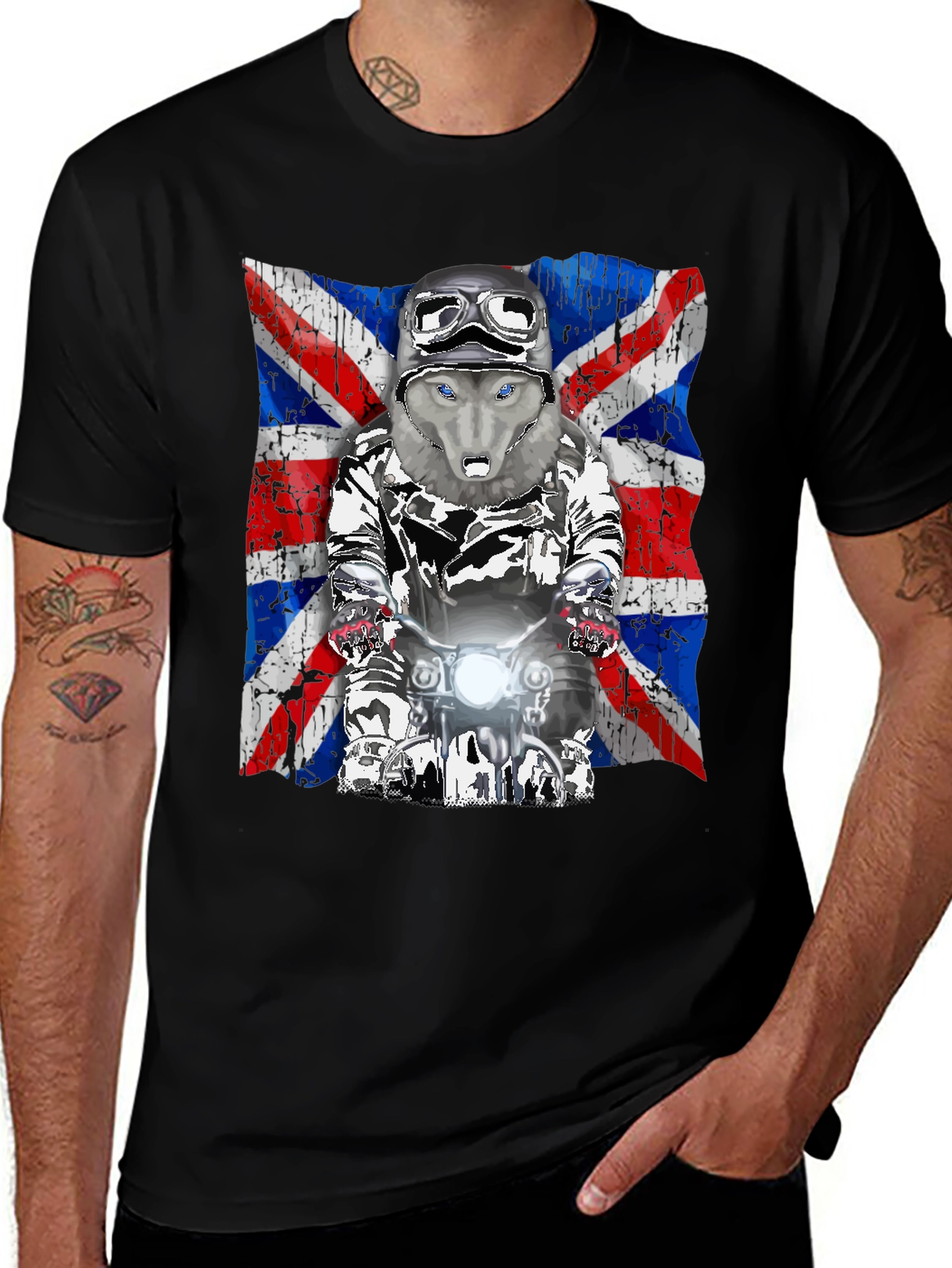 Wolf Rider T-Shirt - Union Jack Design