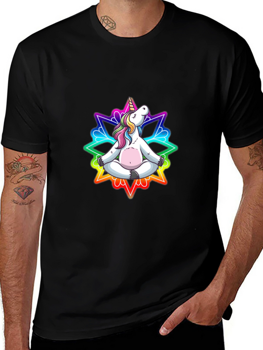Zen Unicorn T-Shirt - Meditating Rainbow Design