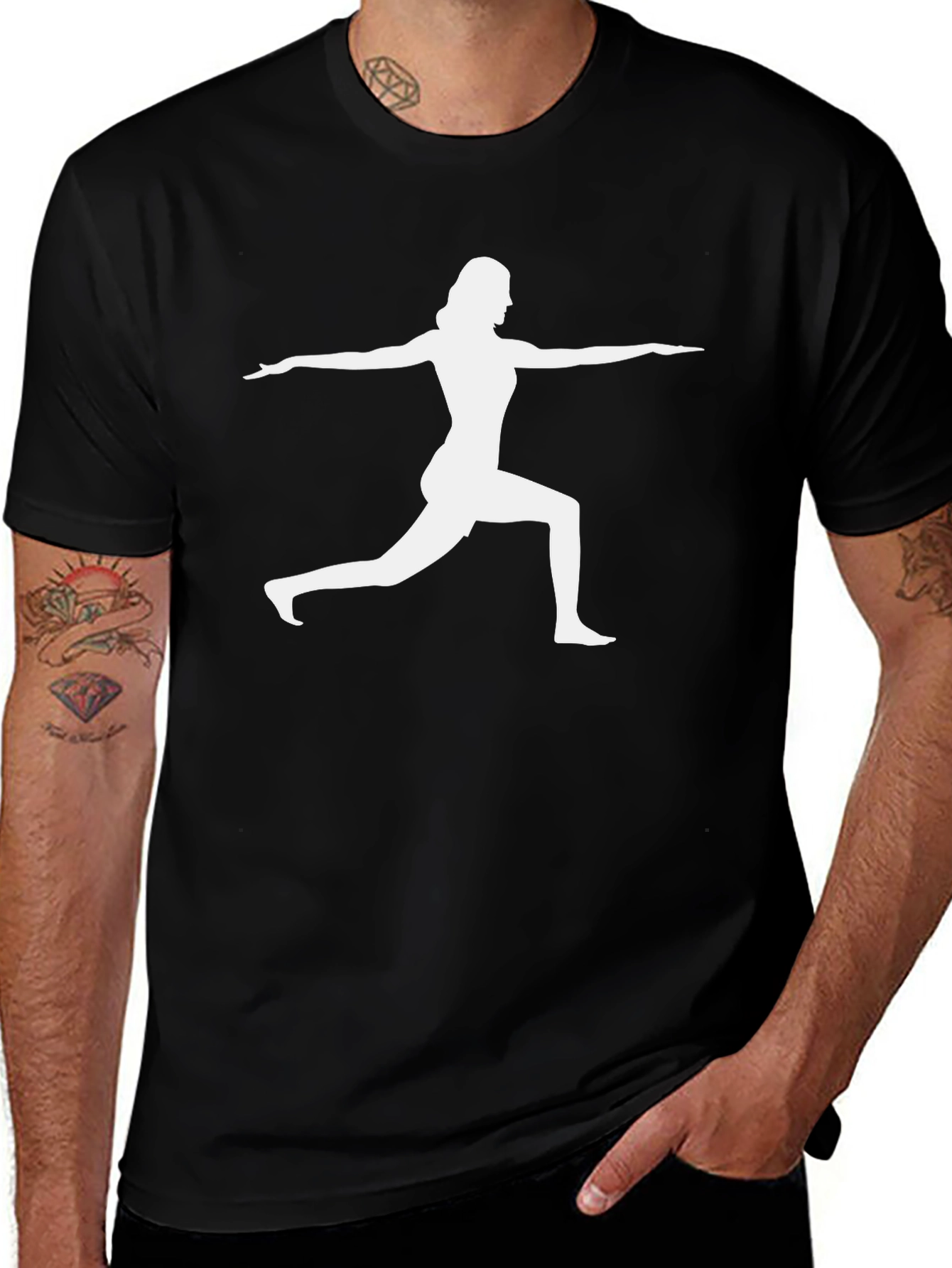 Yoga Pose Graphic Tee - Black Cotton Blend