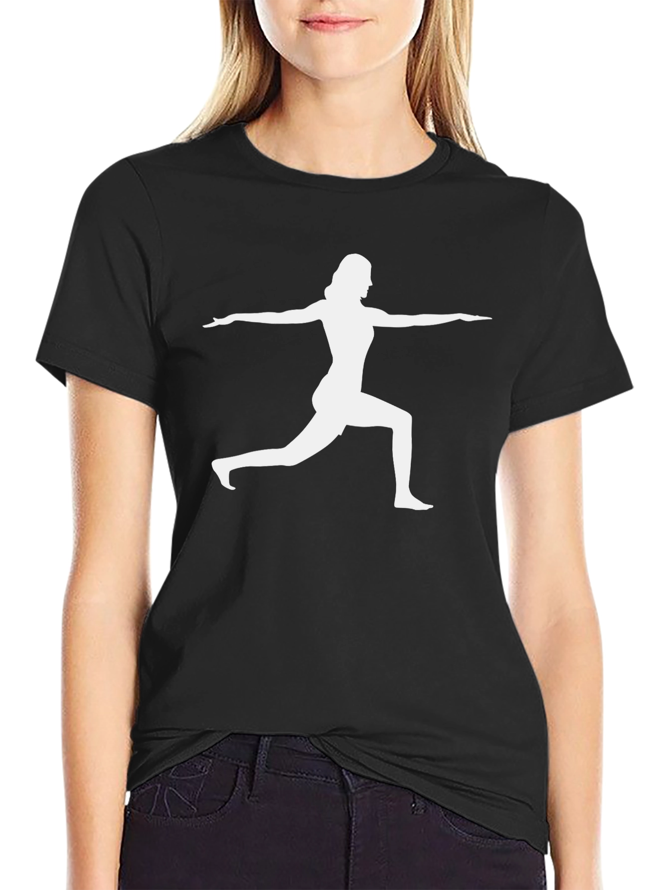 Yoga Pose Graphic Tee - Black Cotton Blend