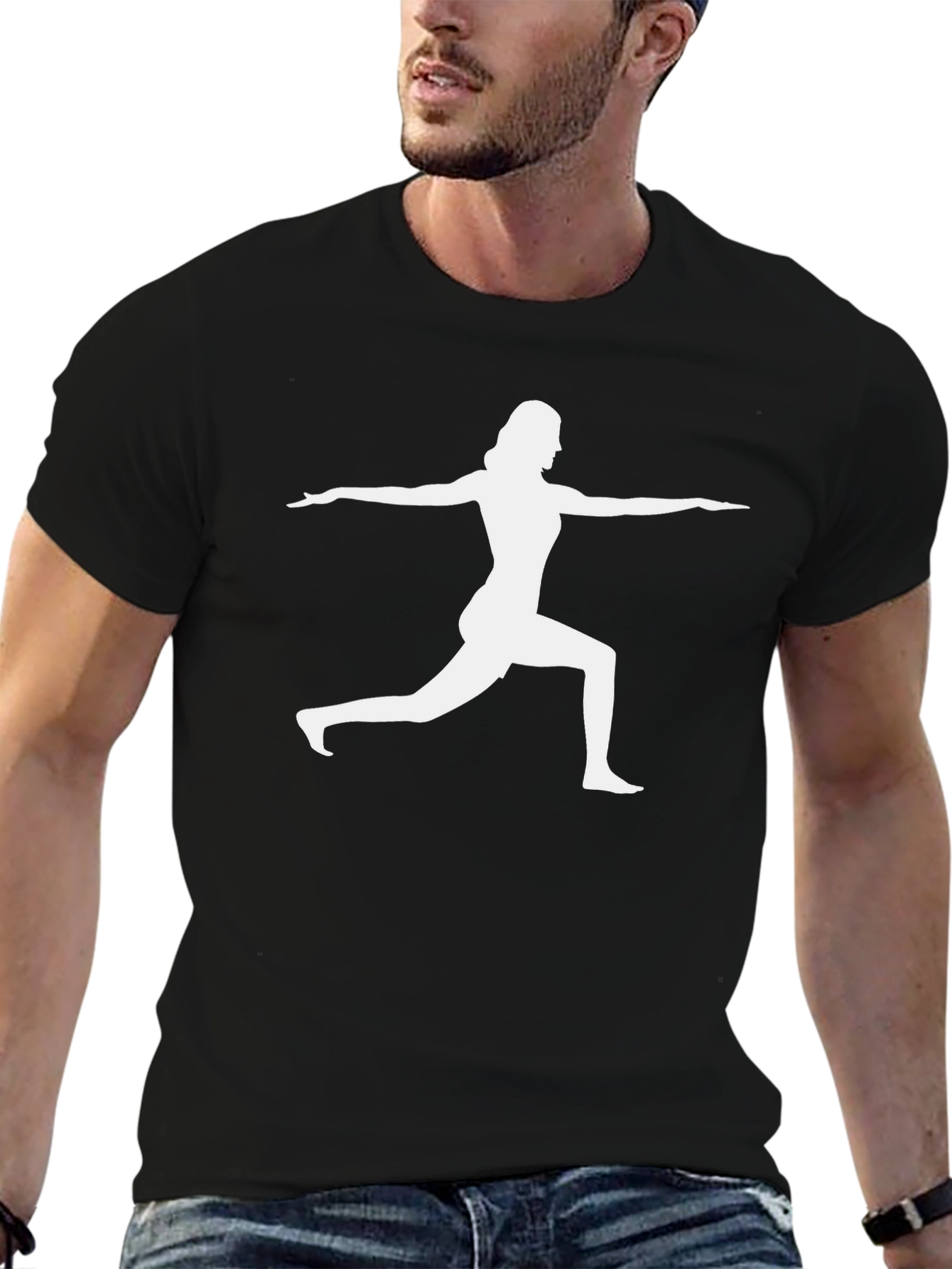Yoga Pose Graphic Tee - Black Cotton Blend