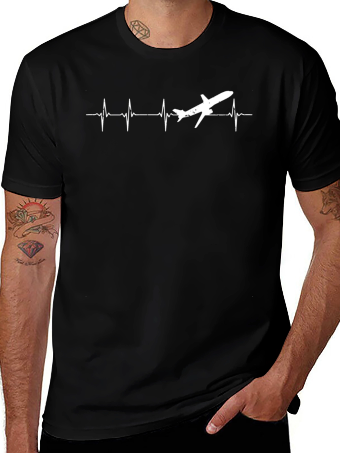 Airplane Heartbeat T-Shirt - Aviation Enthusiast Tee