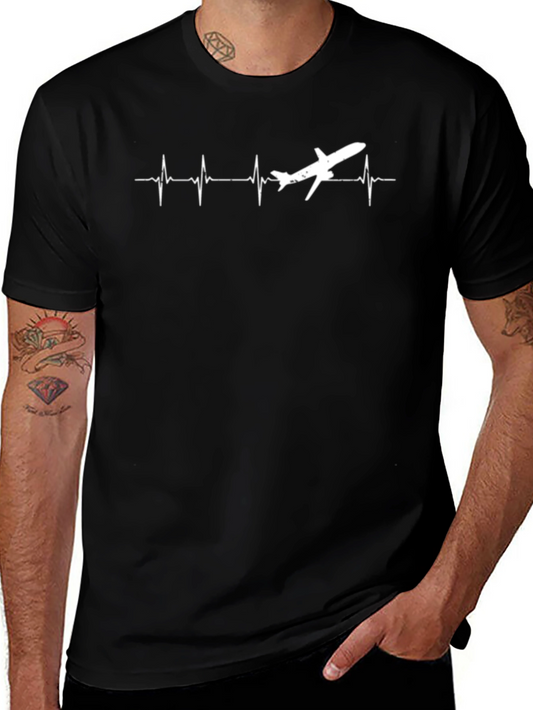 Airplane Heartbeat T-Shirt - Aviation Enthusiast Tee