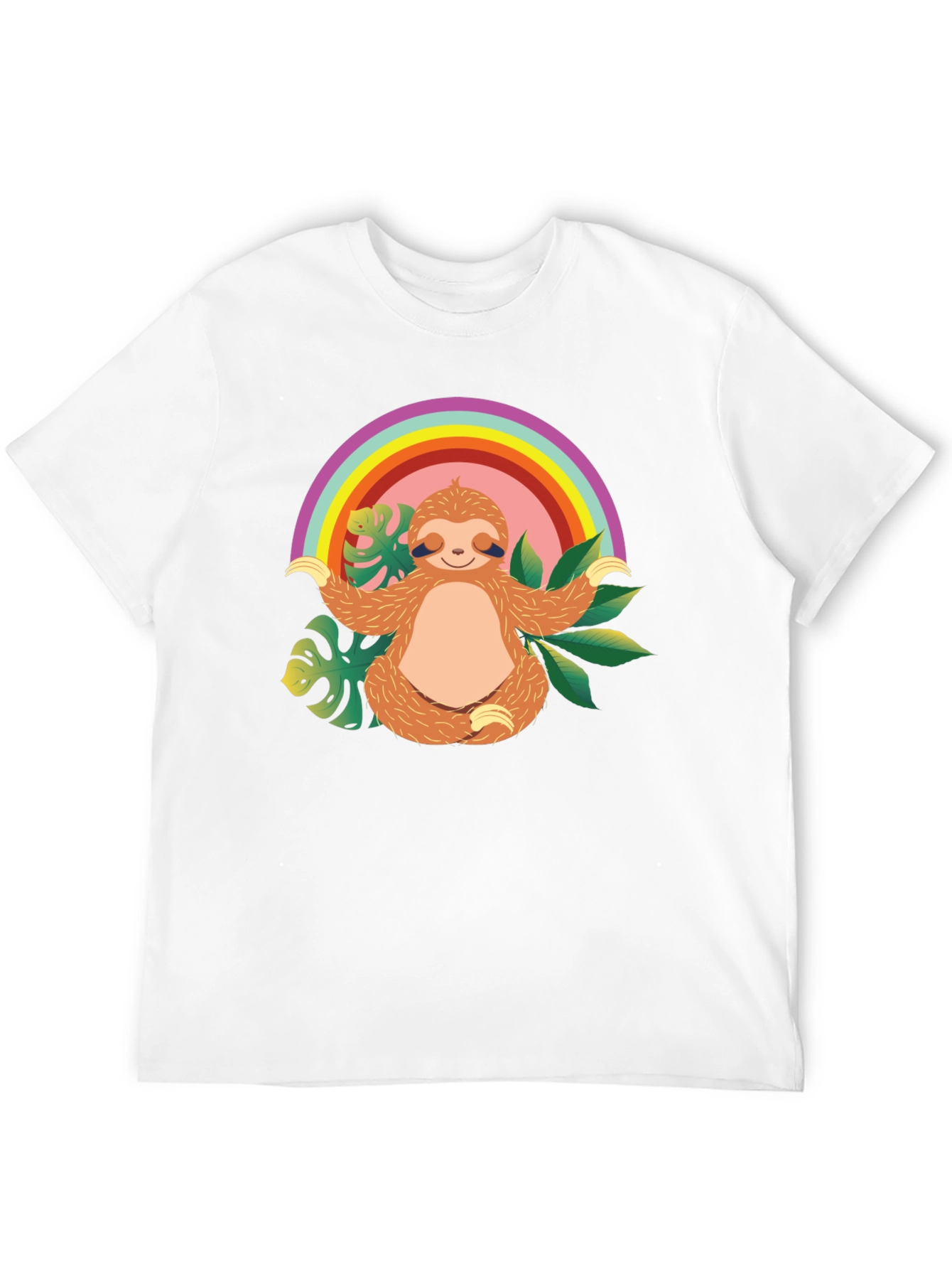 Zen Sloth Rainbow T-Shirt - Relaxed & Comfy
