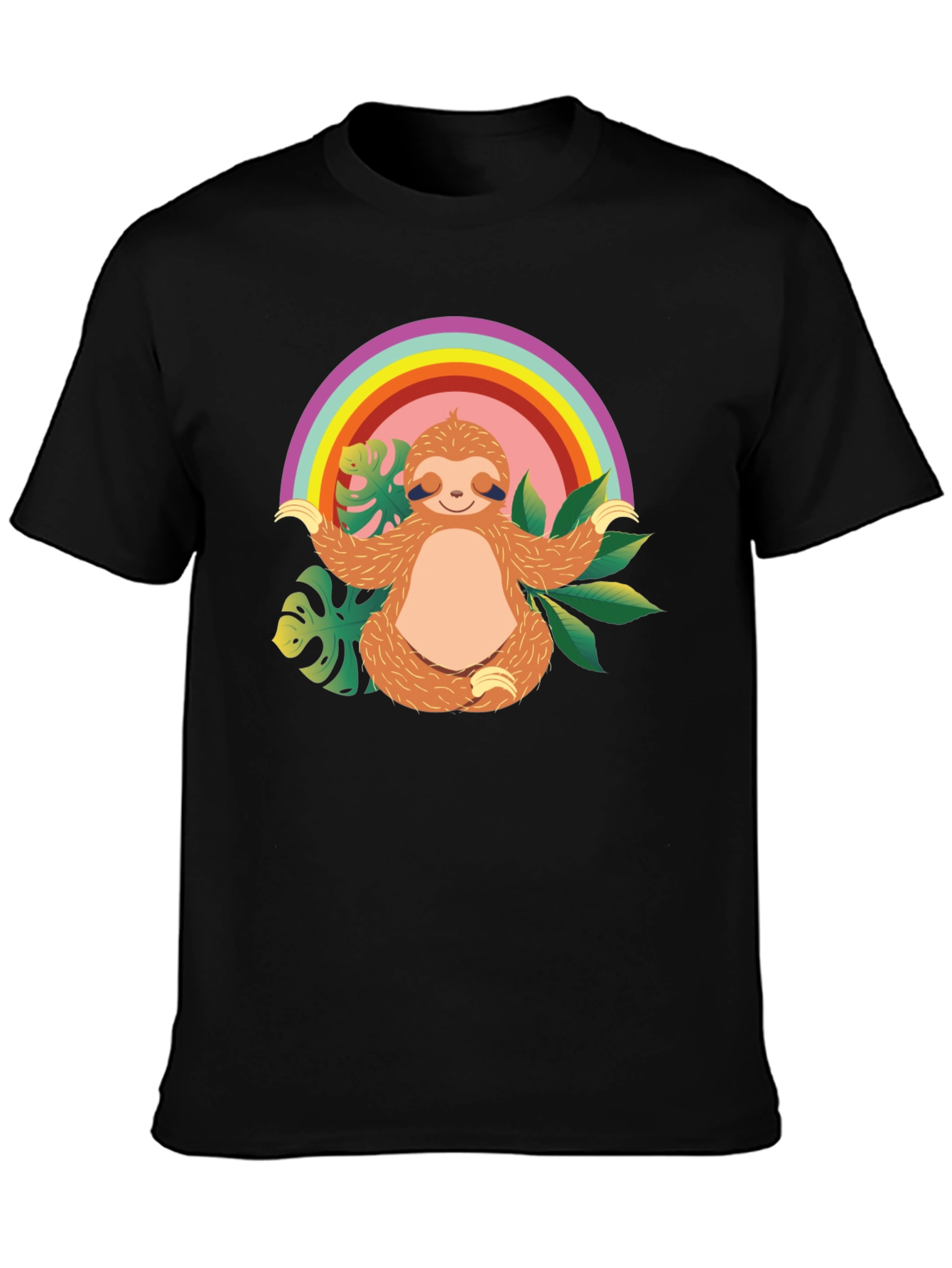 Zen Sloth Rainbow T-Shirt - Relaxed & Comfy