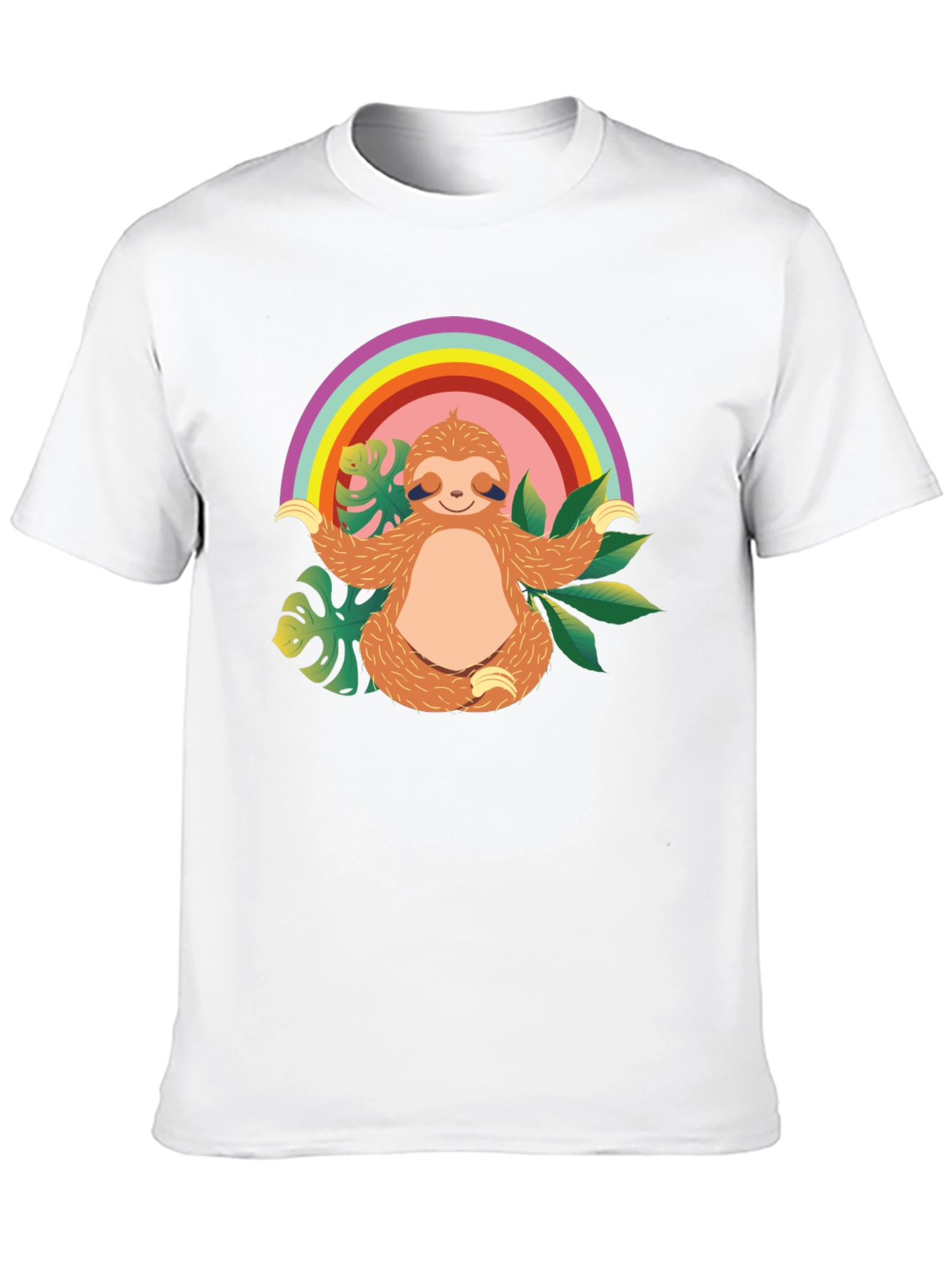 Zen Sloth Rainbow T-Shirt - Relaxed & Comfy