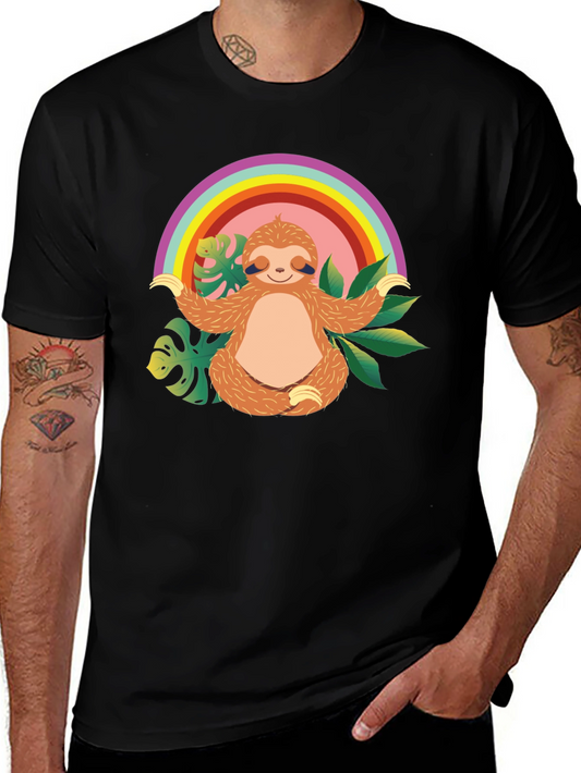 Zen Sloth Rainbow T-Shirt - Relaxed & Comfy