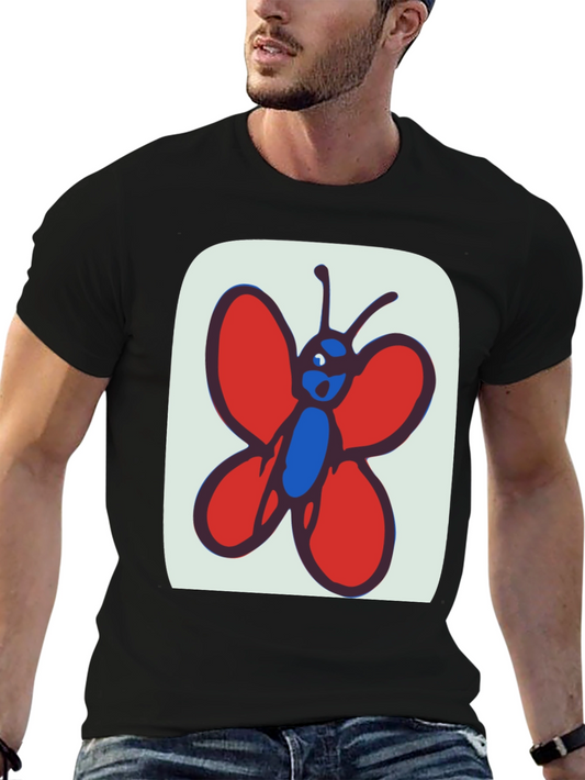 Whimsical Butterfly Graphic Tee - Soft Cotton Black T-Shirt