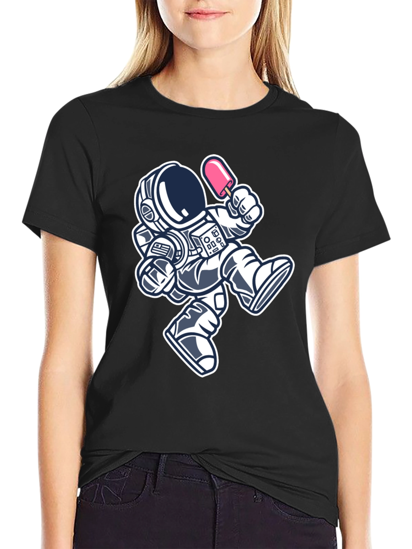 Astronaut Ice Cream Black T-Shirt