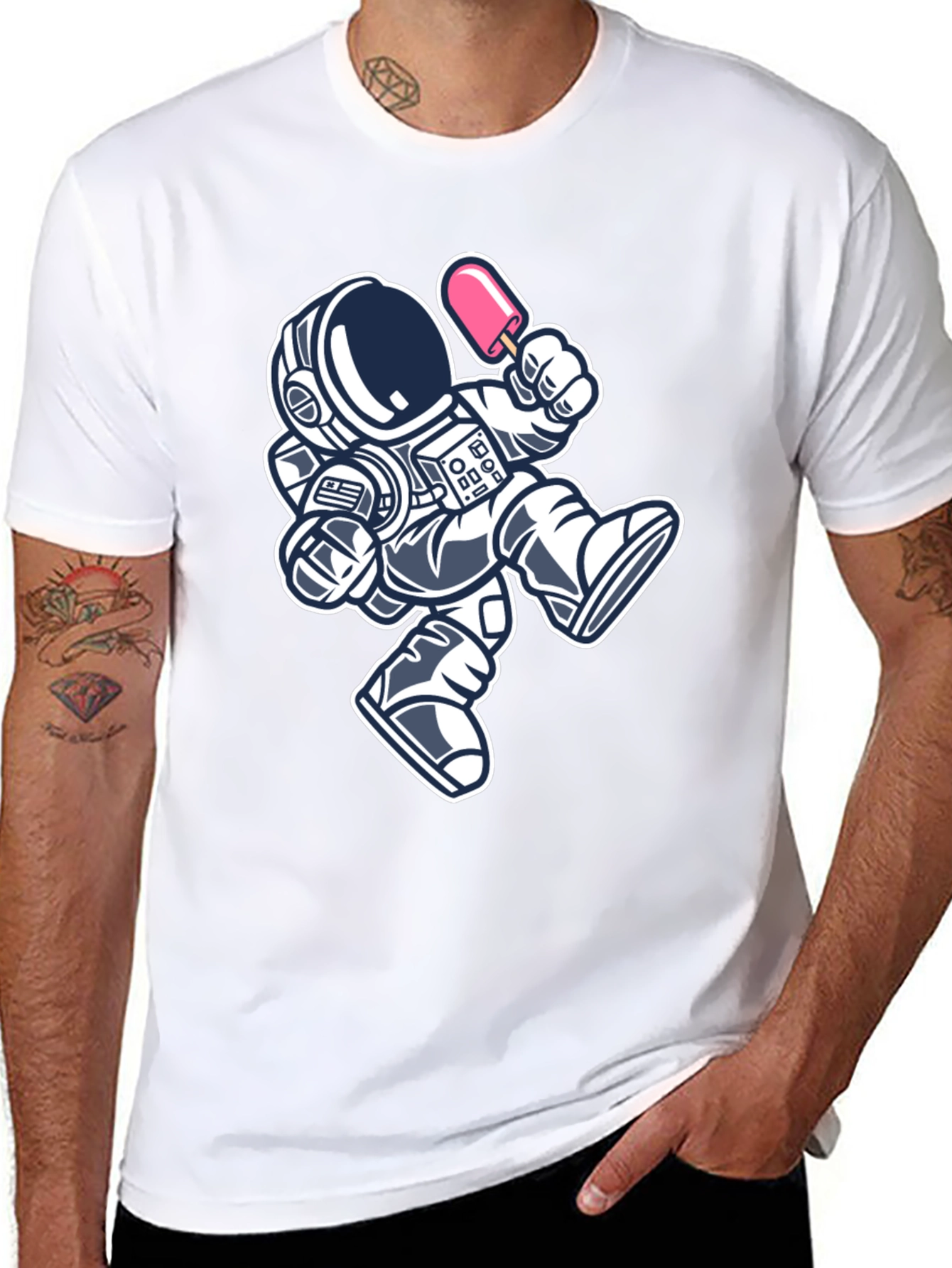 Astronaut Ice Cream Black T-Shirt
