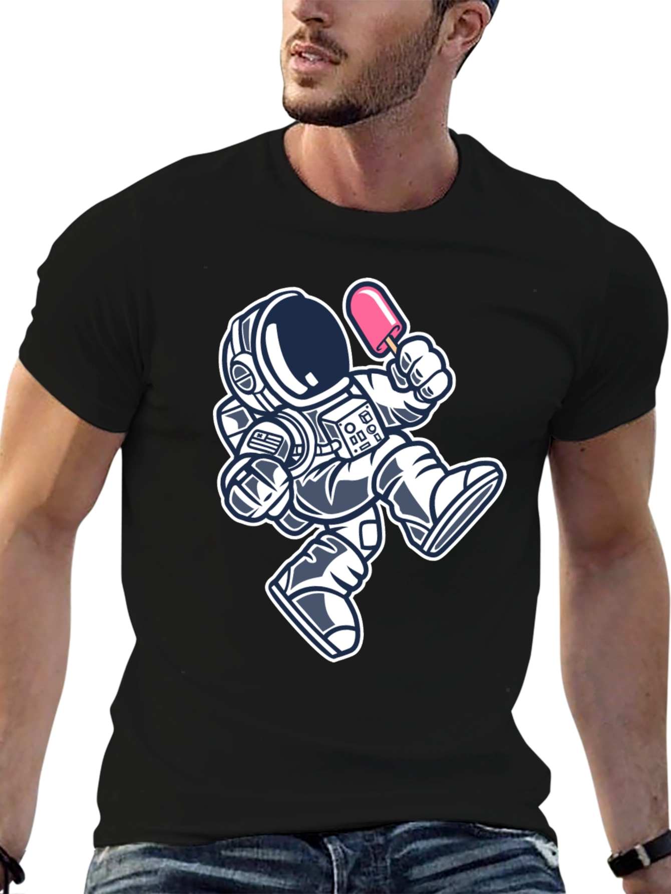 Astronaut Ice Cream Black T-Shirt