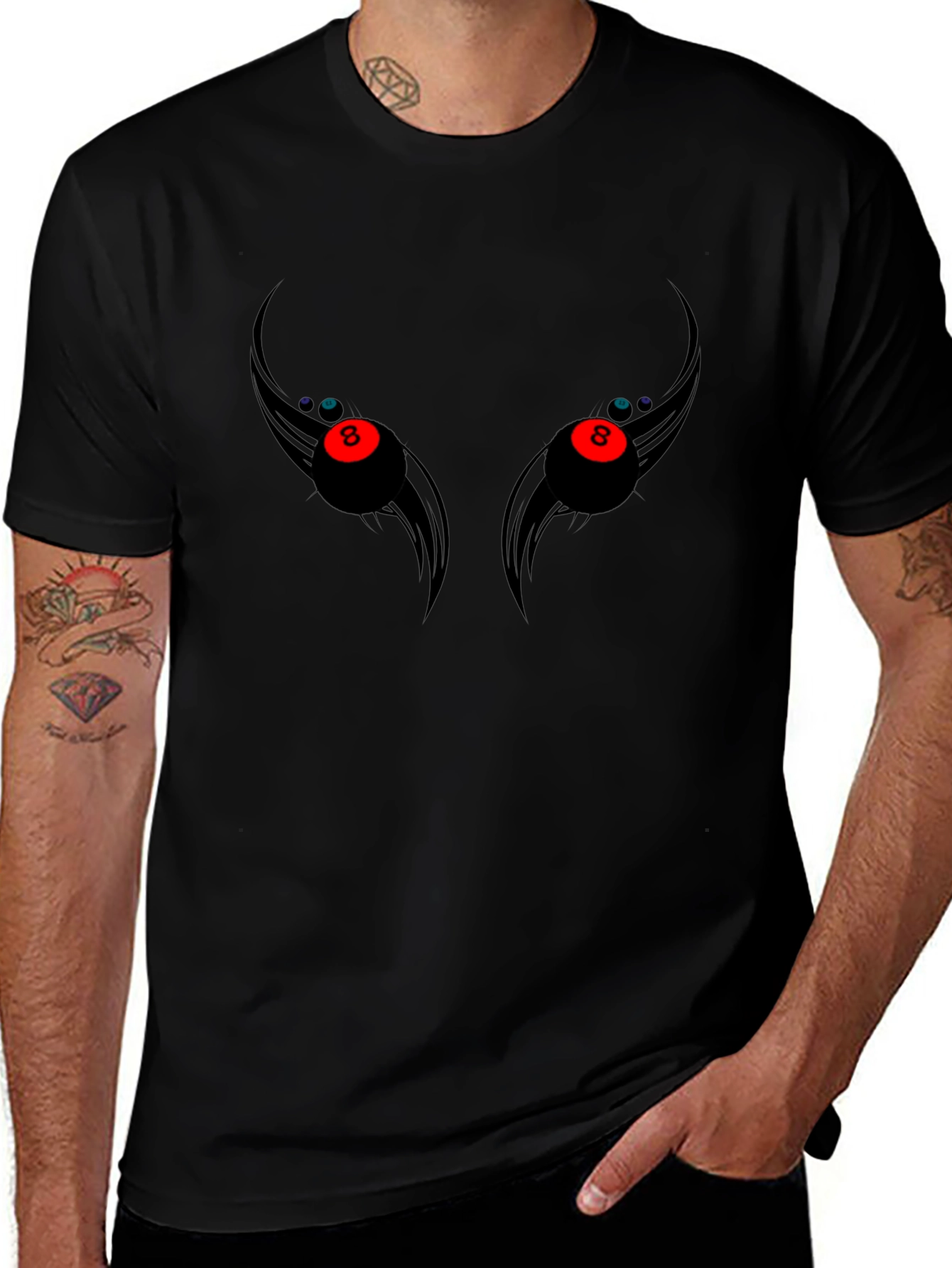 8 Ball Eyes Graphic Tee - Mens Black T-Shirt