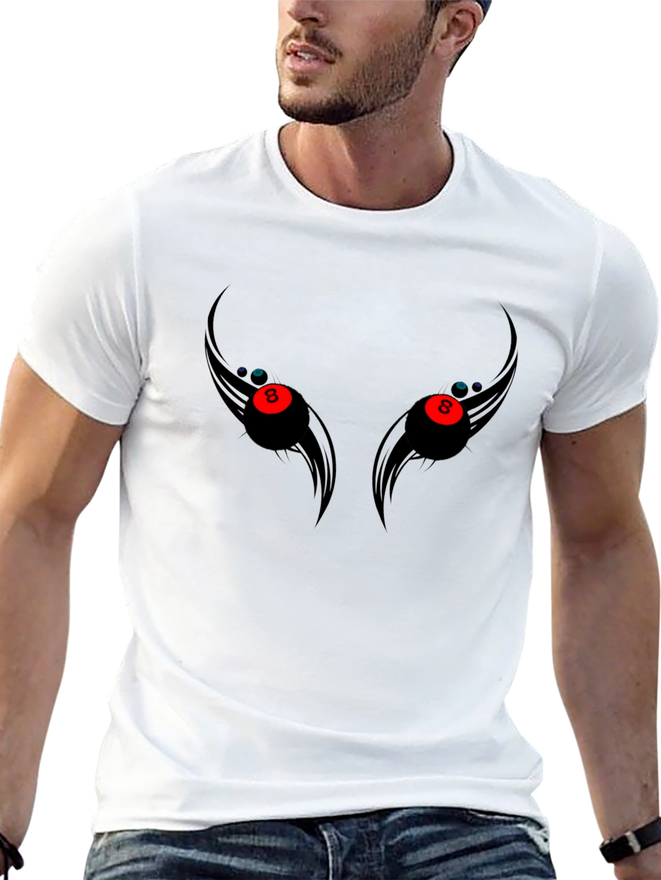 8 Ball Eyes Graphic Tee - Mens Black T-Shirt