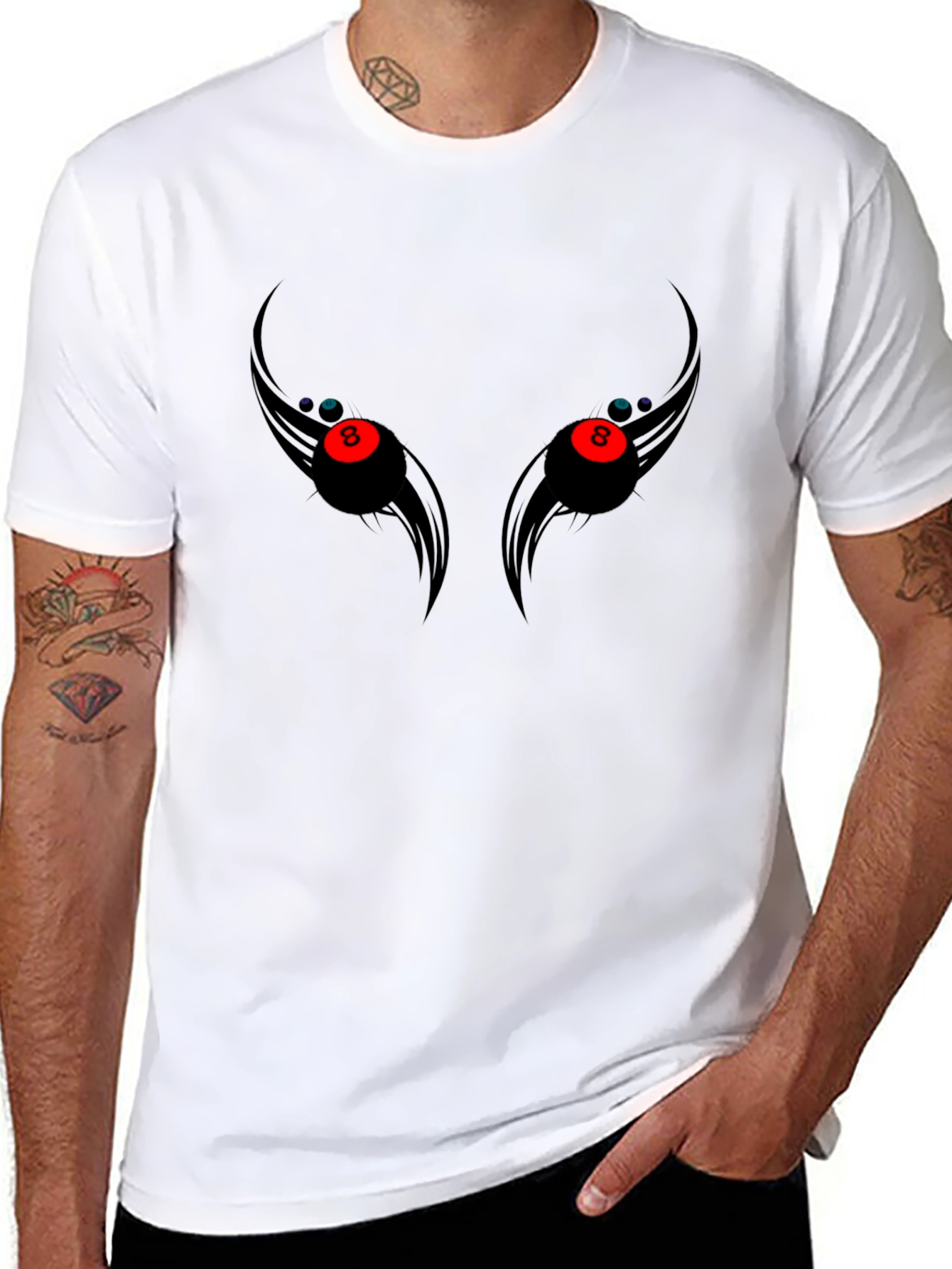 8 Ball Eyes Graphic Tee - Mens Black T-Shirt