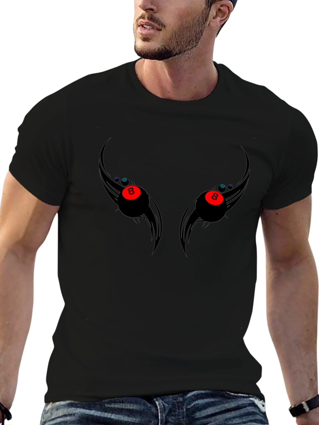8 Ball Eyes Graphic Tee - Mens Black T-Shirt