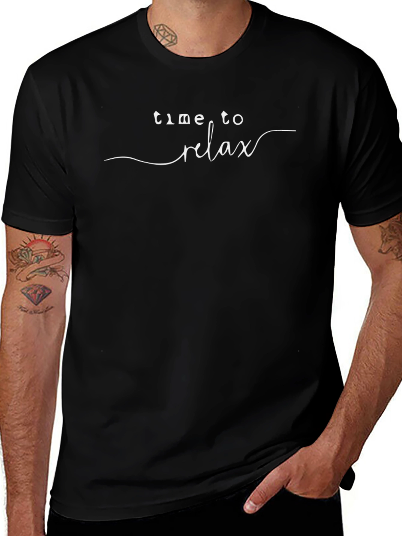 Time to Relax Graphic Tee - Black Relaxed Fit